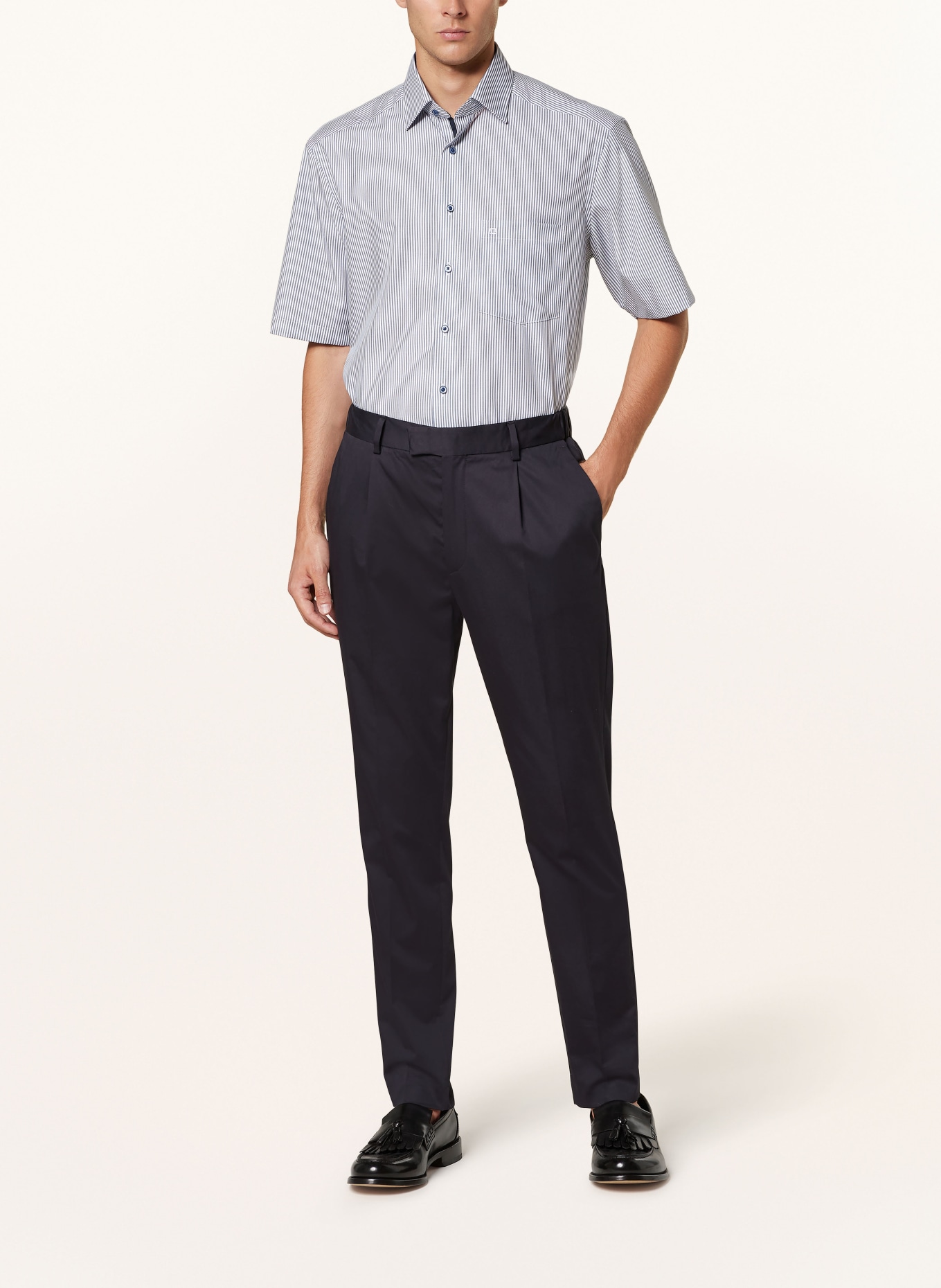 OLYMP Kurzarm-Hemd Luxor comfort fit: BLAU / WEISS