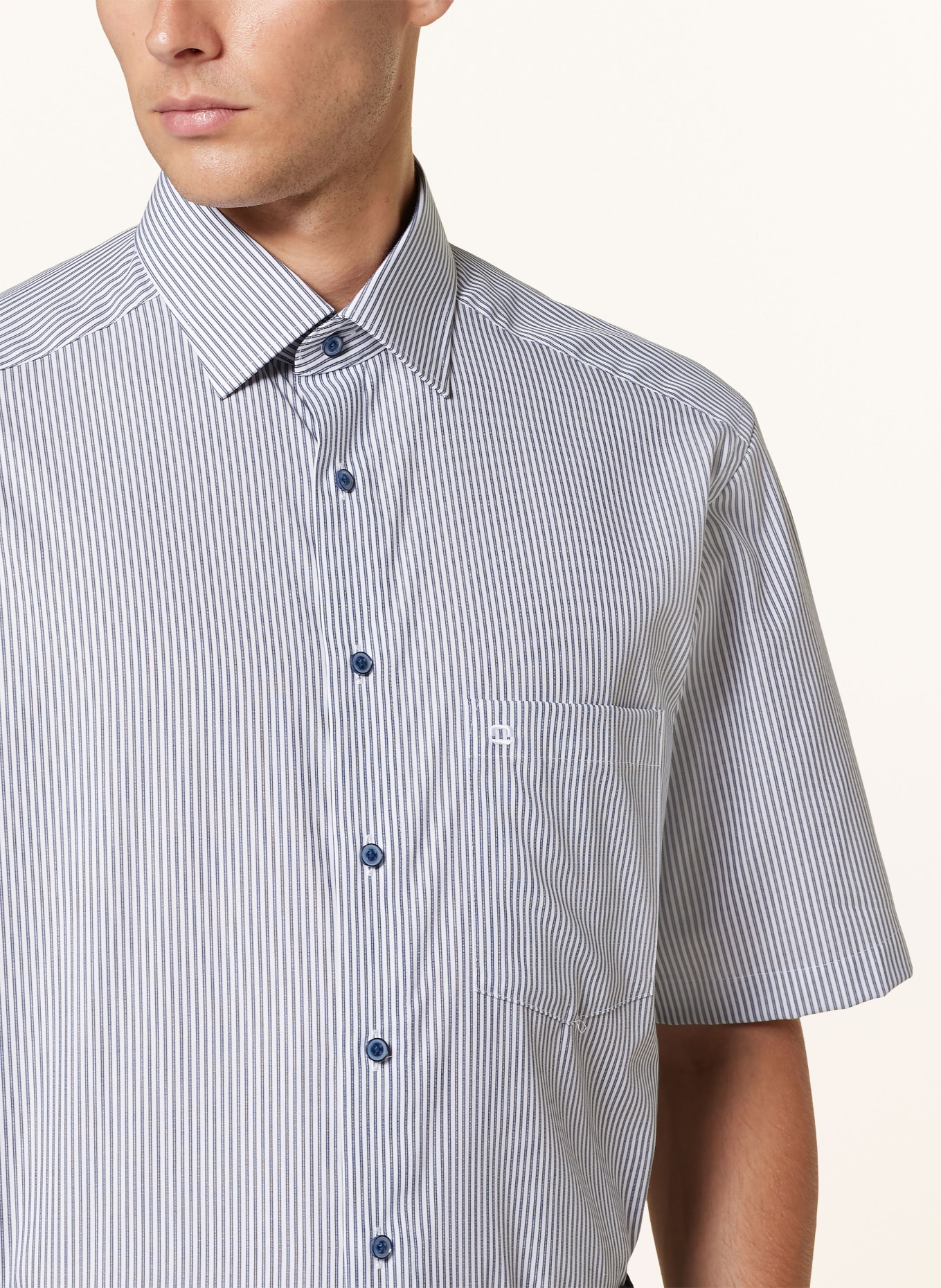 OLYMP Kurzarm-Hemd Luxor comfort fit: BLAU / WEISS