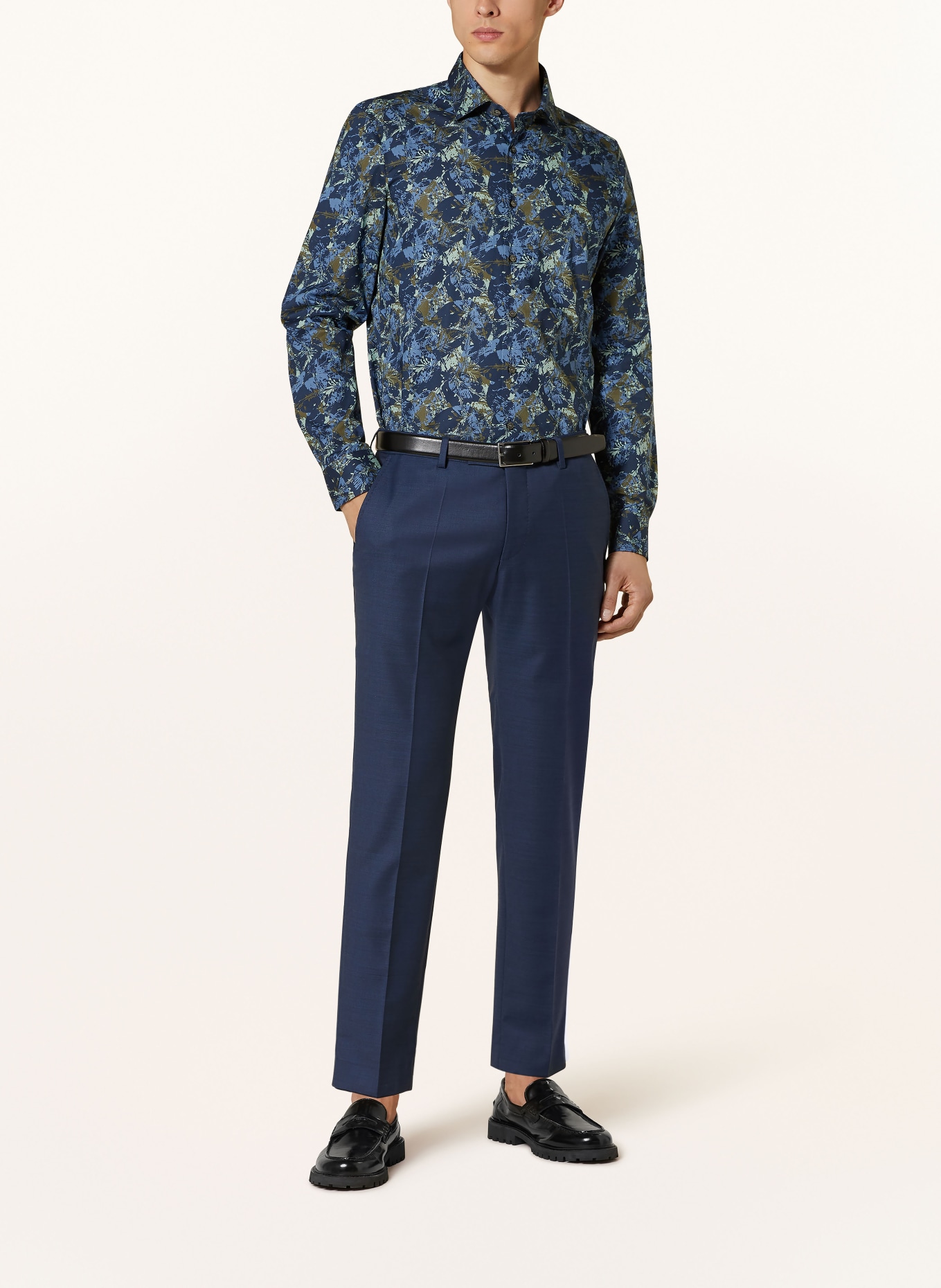 OLYMP Hemd Level 5 body fit: DUNKELBLAU / MINT / BLAU