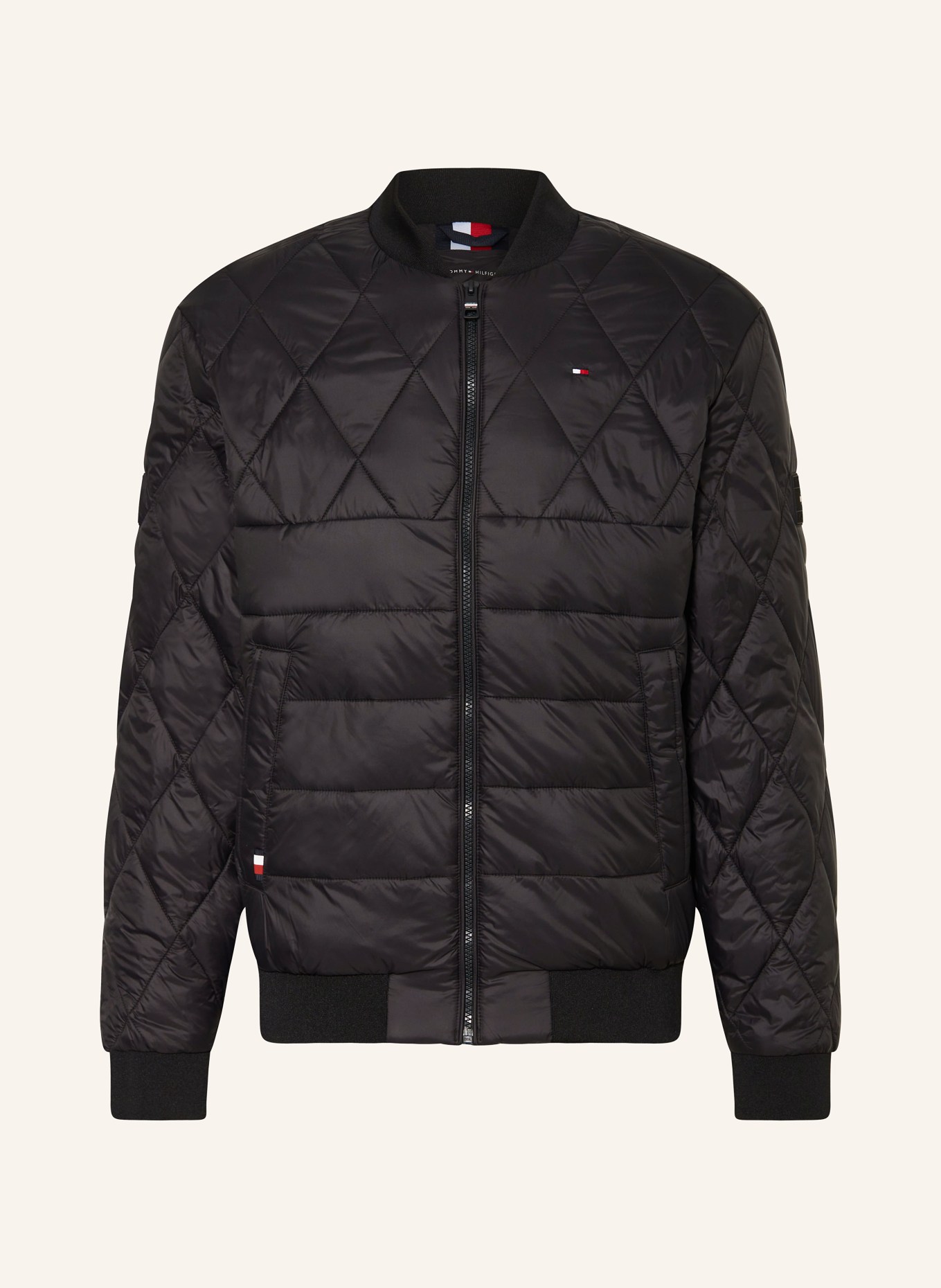 Black tommy hilfiger bomber jacket deals