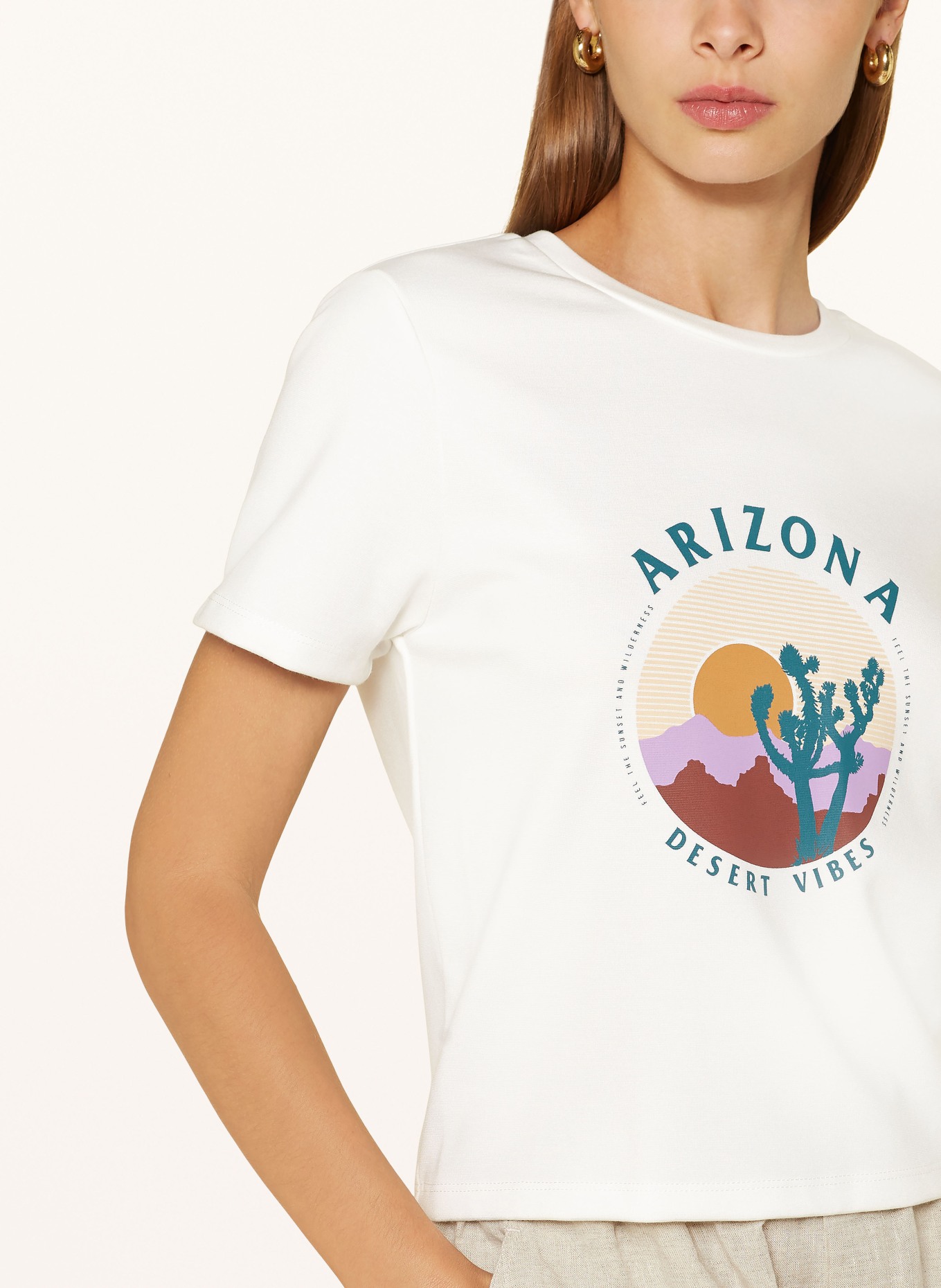 SOMETHINGNEW T-shirt SNARIZONA, Color: WHITE/ BROWN/ PURPLE (Image 4)