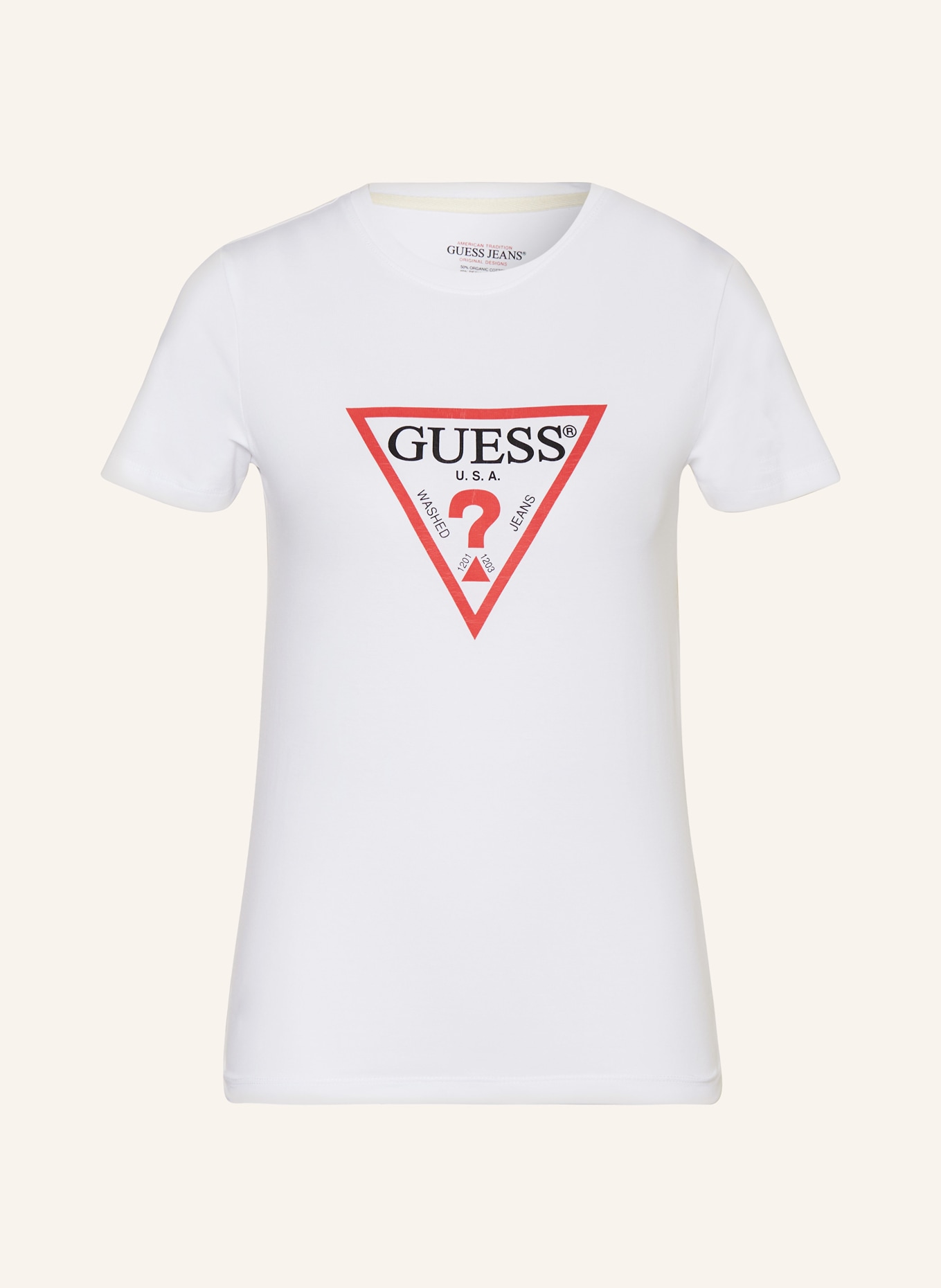 GUESS JEANS T-Shirt, Farbe: WEISS/ SCHWARZ/ ROT (Bild 1)