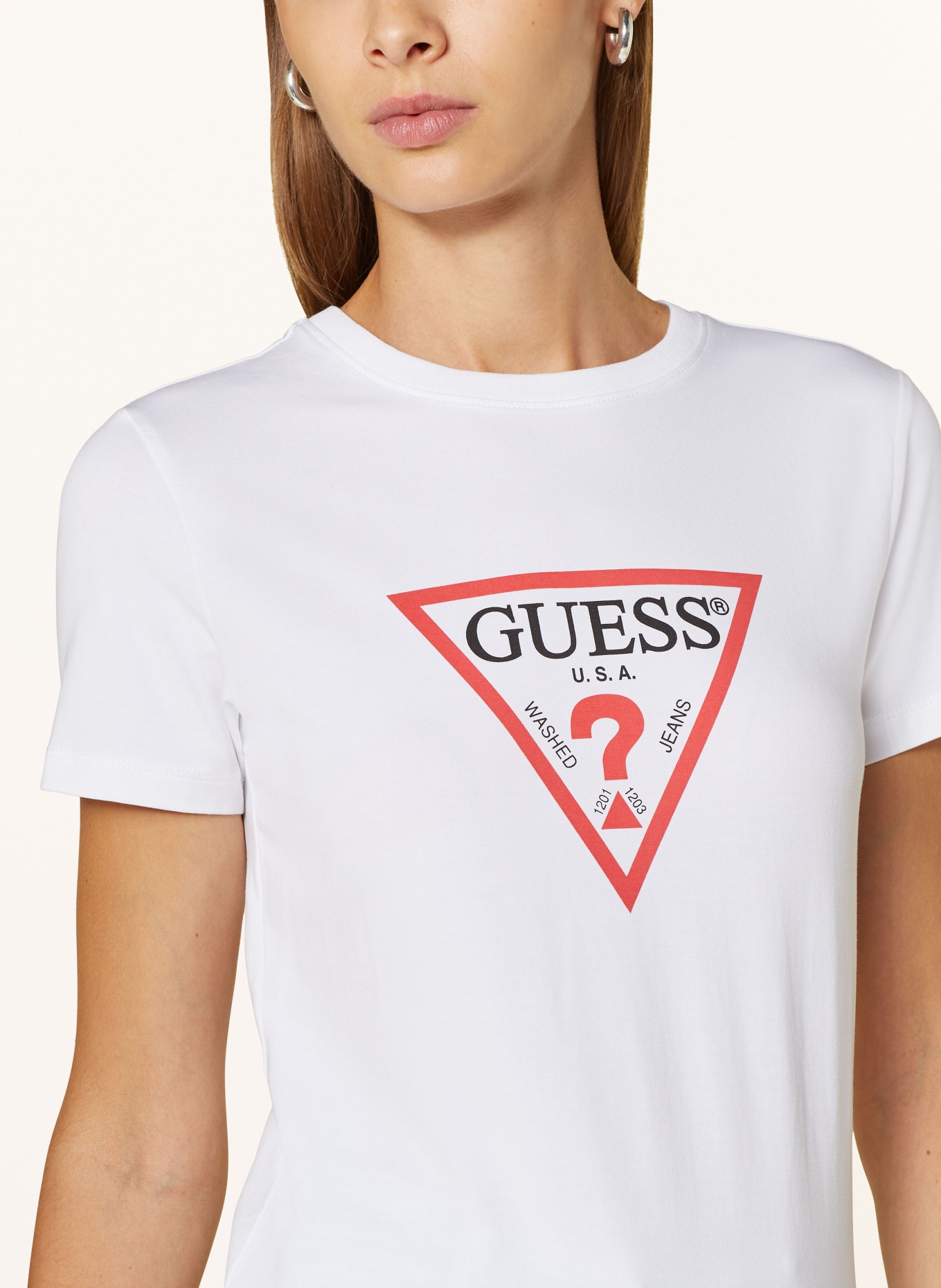 GUESS JEANS T-shirt, Color: WHITE/ BLACK/ RED (Image 4)