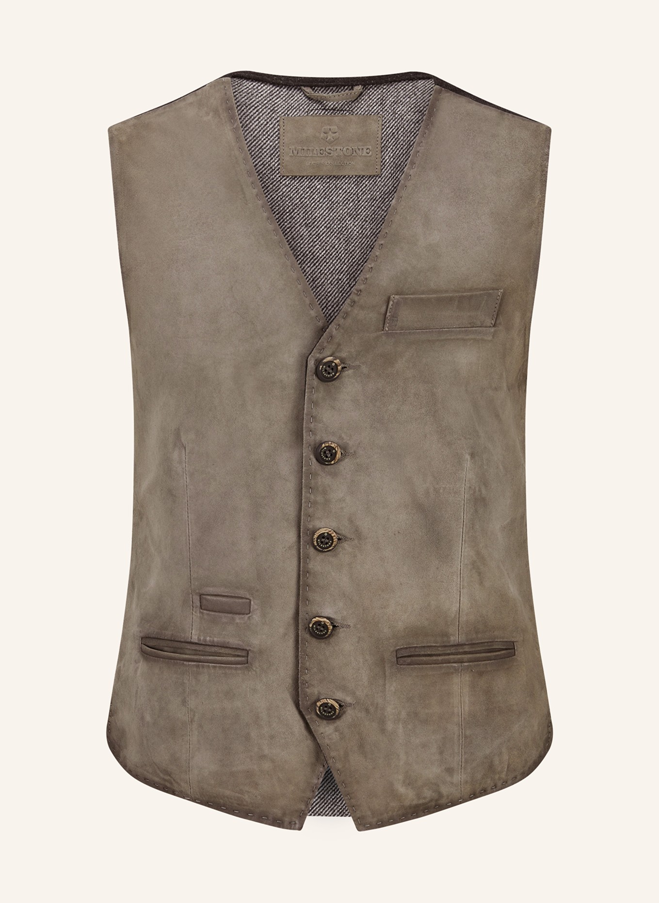 MILESTONE Leather vest MSRENZO in mixed materials, Color: GRAY (Image 1)
