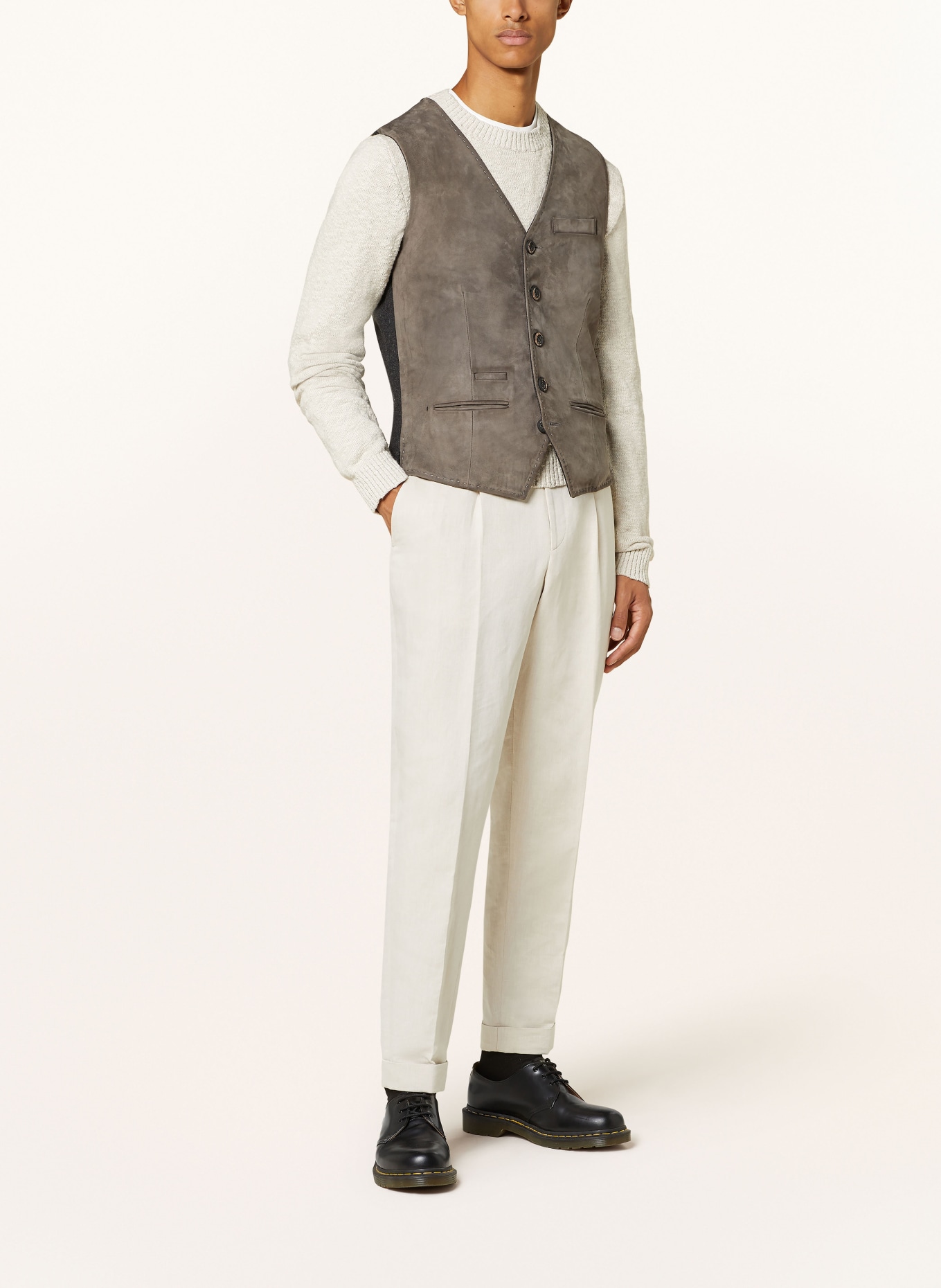 MILESTONE Leather vest MSRENZO in mixed materials, Color: GRAY (Image 2)