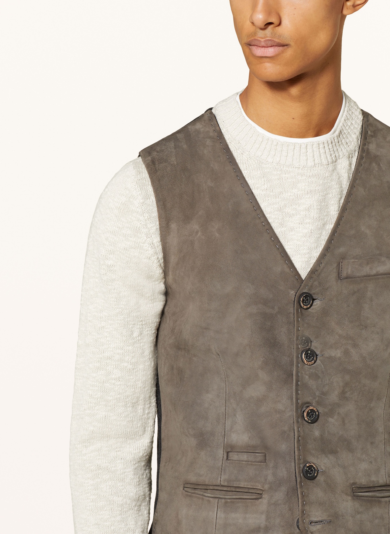 MILESTONE Leather vest MSRENZO in mixed materials, Color: GRAY (Image 4)