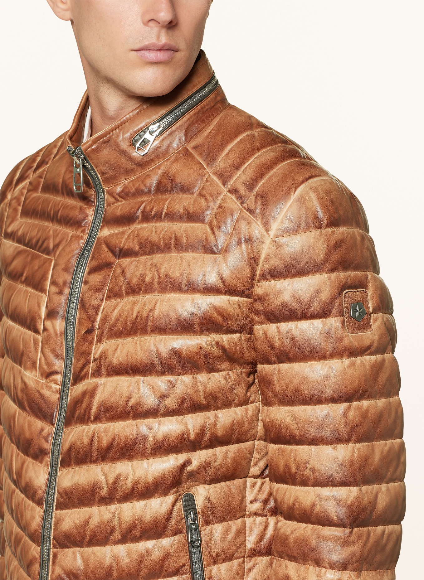 Damen Strickjacken Milestone Lederjacke Orange Milestone MSMalik