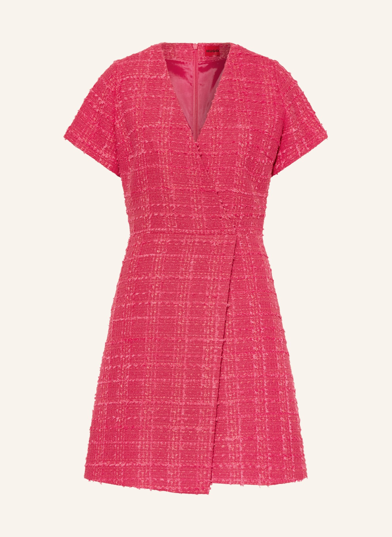 HUGO Bouclé-Kleid KERANDA in Wickeloptik: PINK