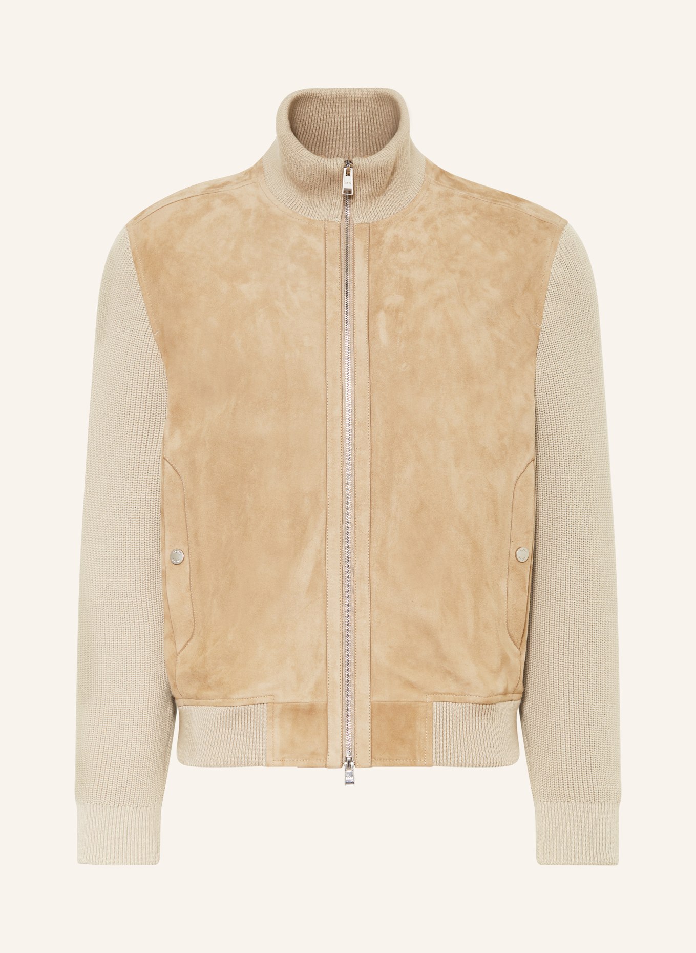 BOSS Leather bomber jacket MERSEY in mixed materials