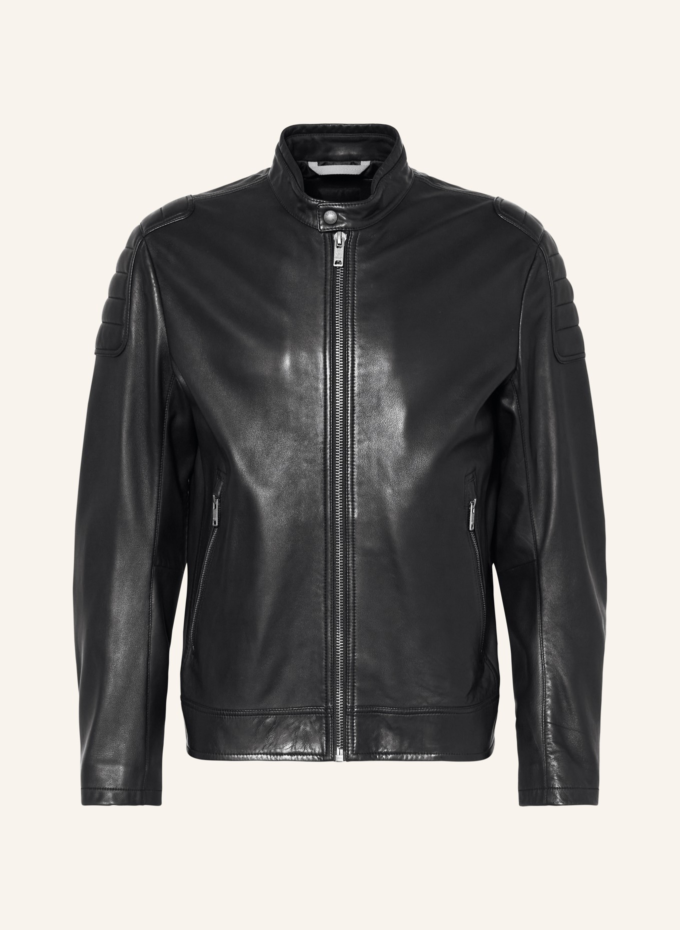 BOSS Leather jacket JOMOTO in black