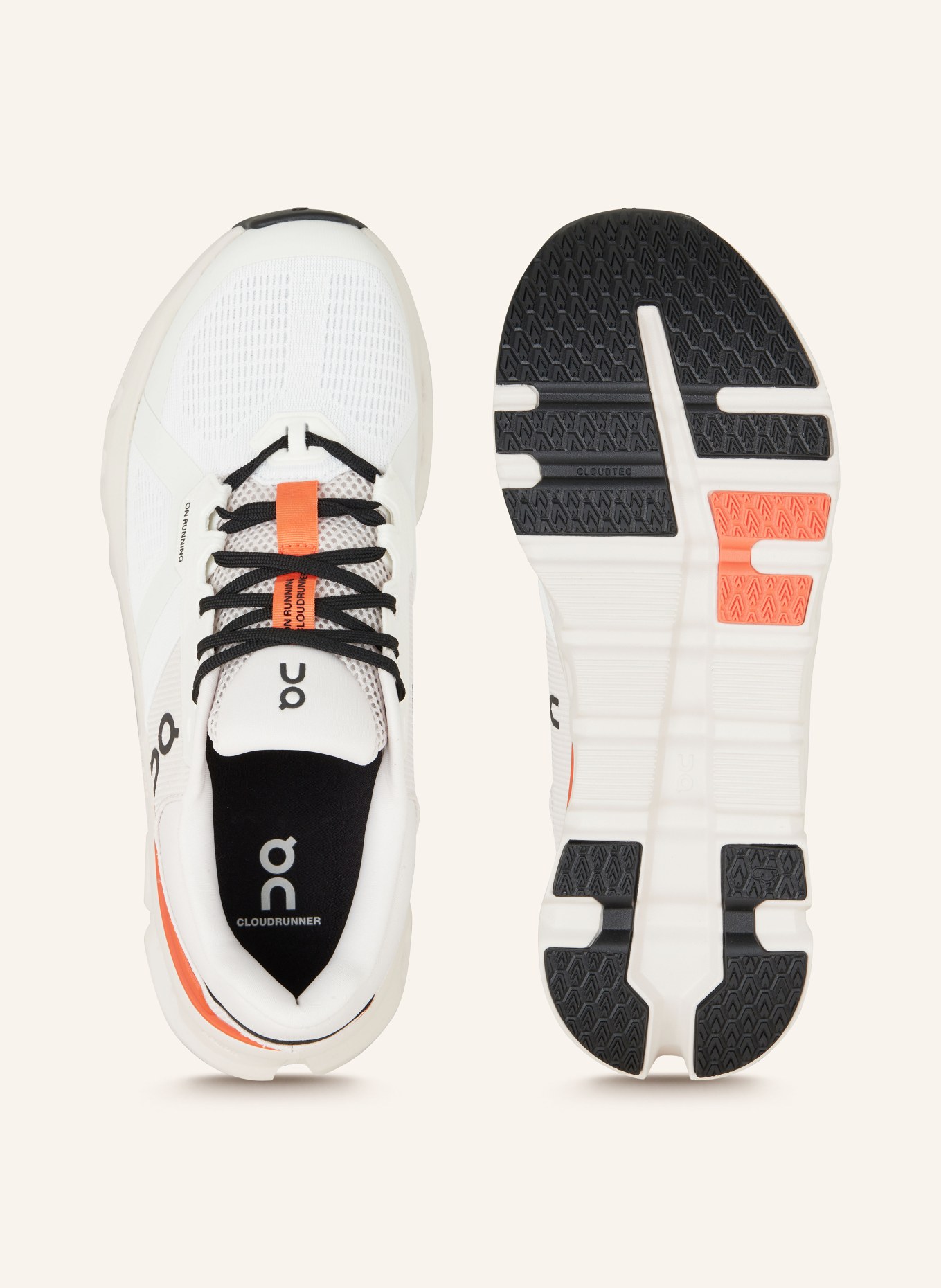 On Running shoes CLOUDRUNNER 2, Color: WHITE/ CREAM/ ORANGE (Image 5)