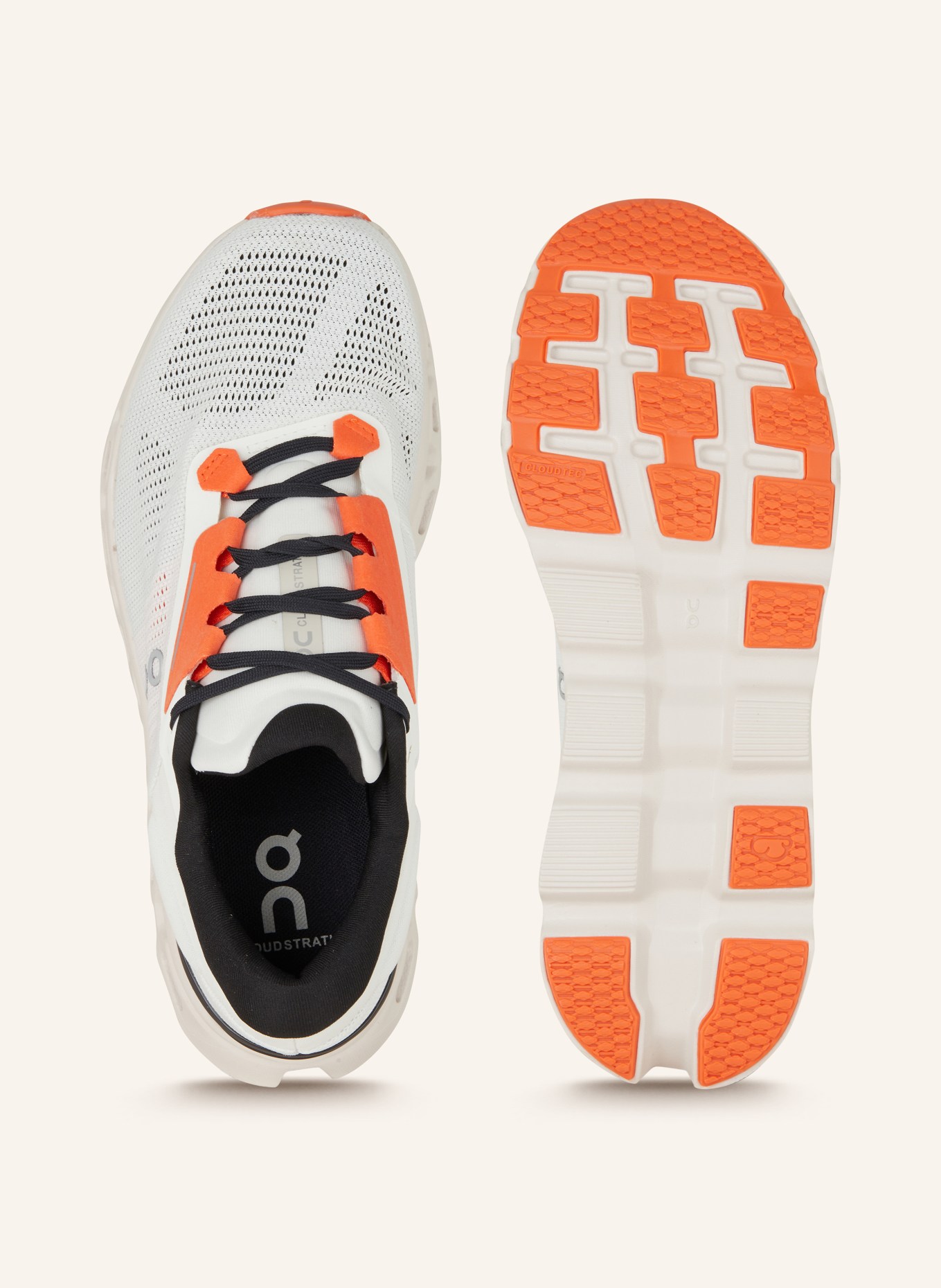 On Running shoes CLOUDSTRATUS 3, Color: WHITE/ ORANGE/ BLACK (Image 5)