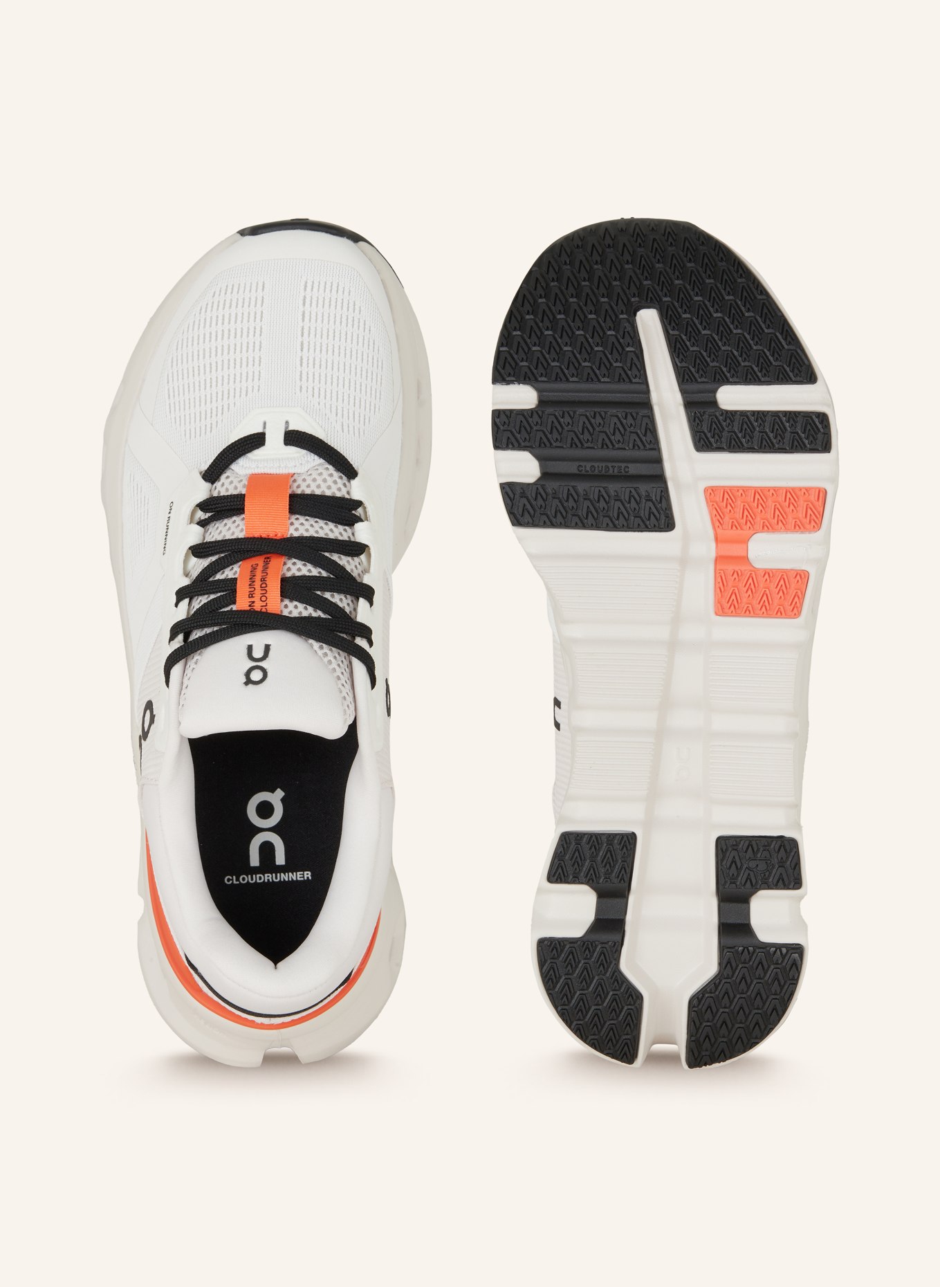 On Running shoes CLOUDRUNNER 2, Color: WHITE/ BLACK/ ORANGE (Image 5)