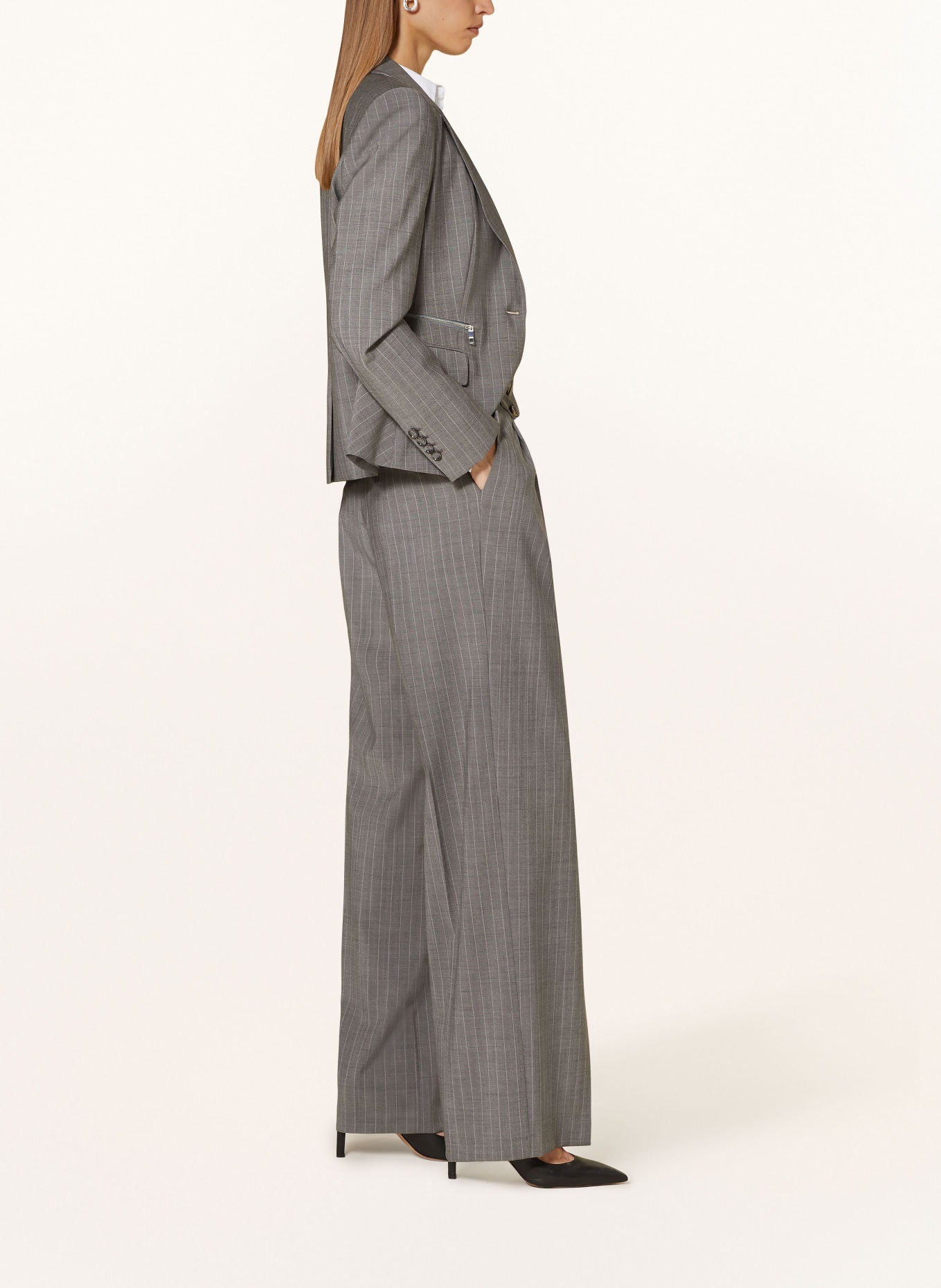 BOSS Wide leg trousers TETIAMA, Color: GRAY/ WHITE (Image 4)