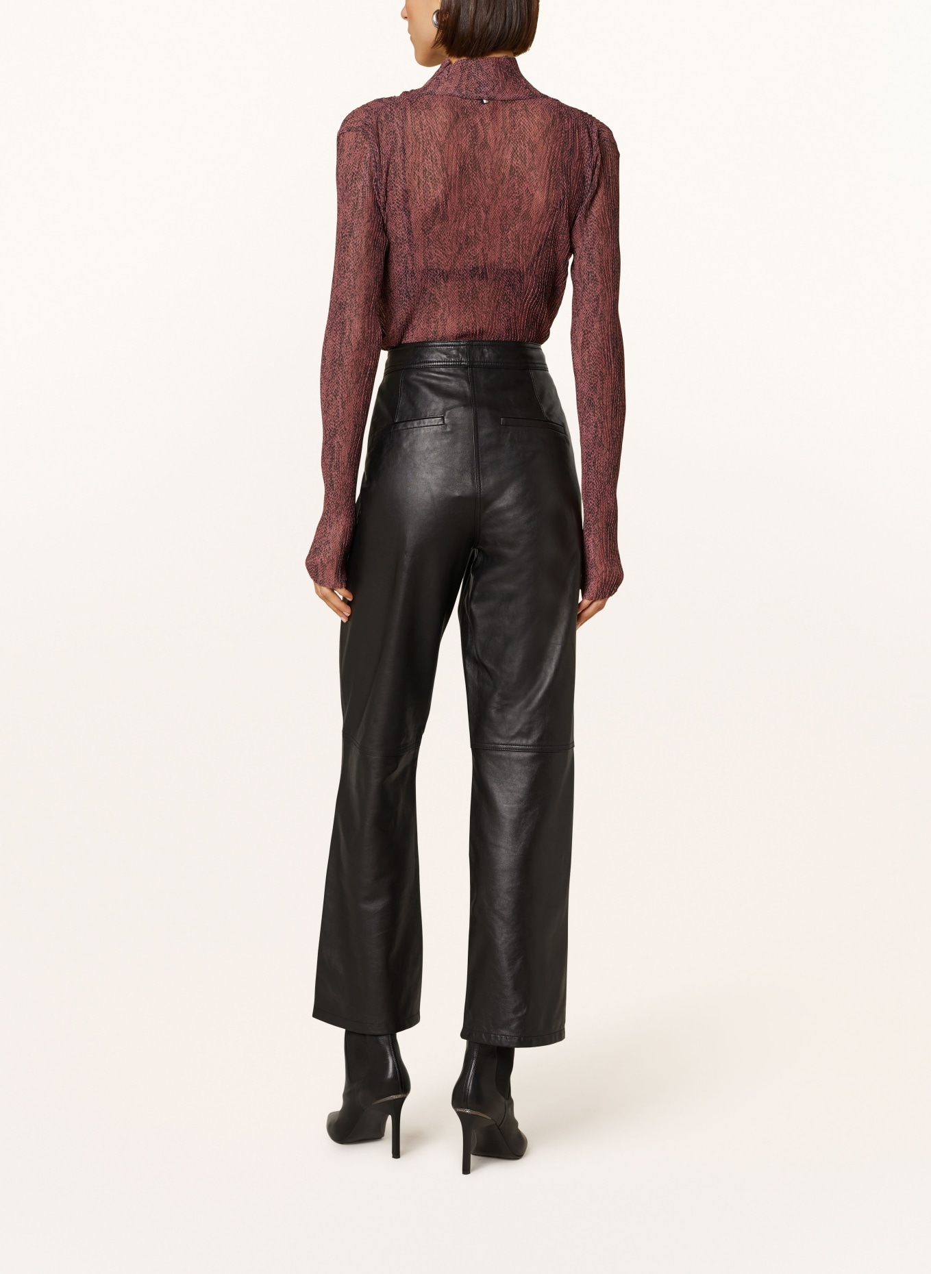 BOSS Long sleeve shirt EMATA in mesh: DUSKY PINK / DARK GRAY / PURPLE