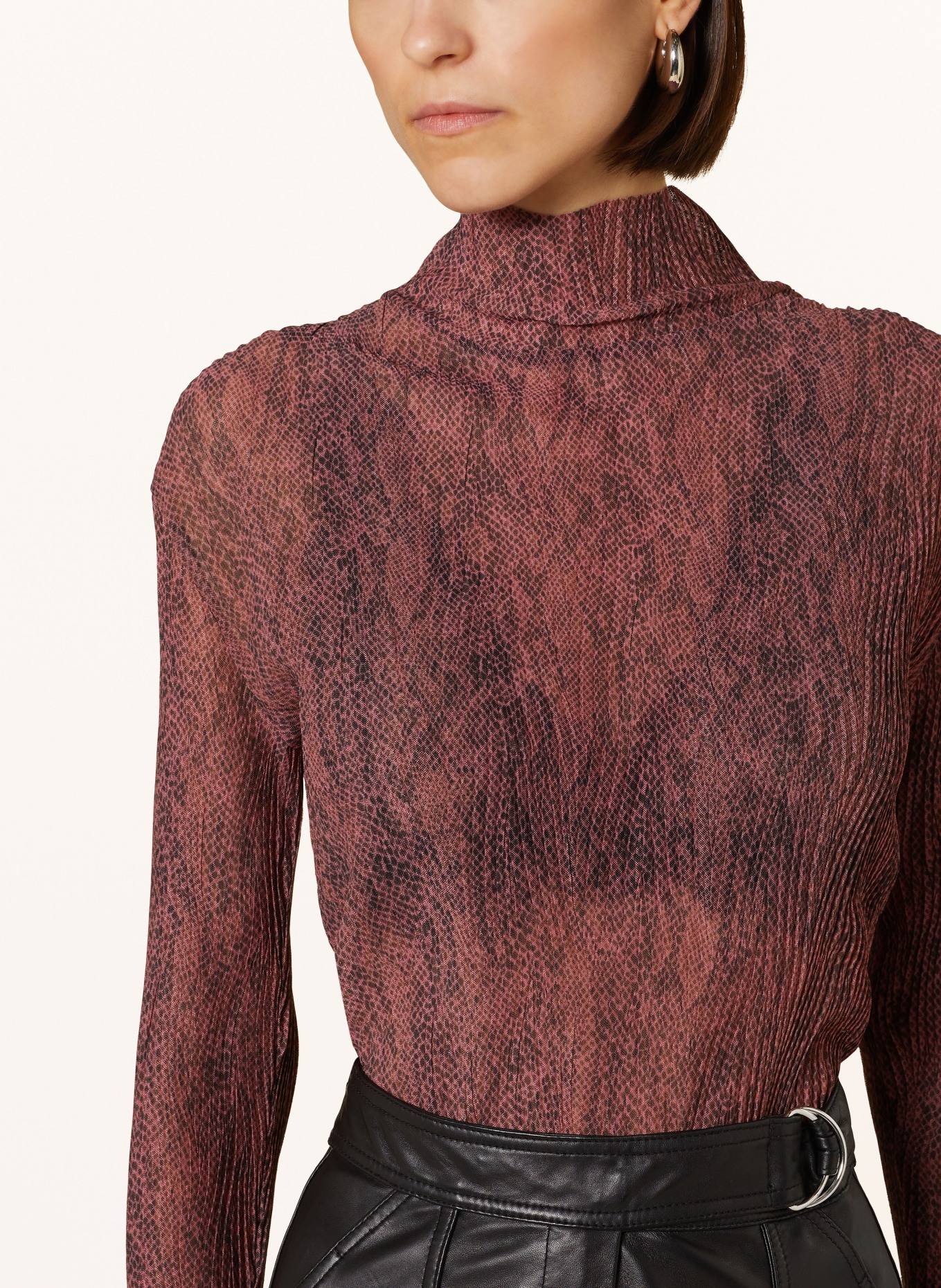 BOSS Long sleeve shirt EMATA in mesh: DUSKY PINK / DARK GRAY / PURPLE