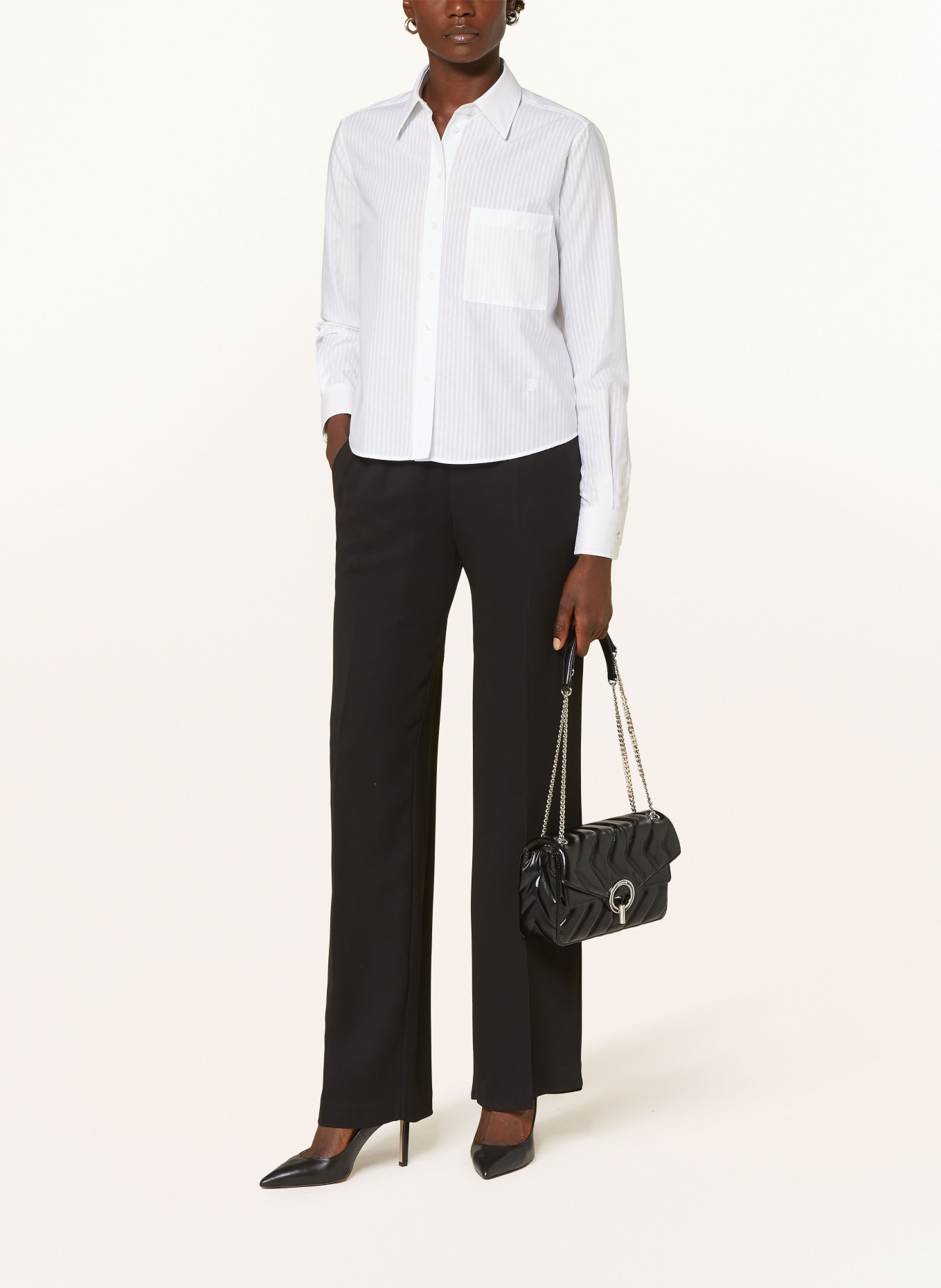 BOSS Cropped shirt blouse BRIELLE_MONDAY, Color: WHITE (Image 2)