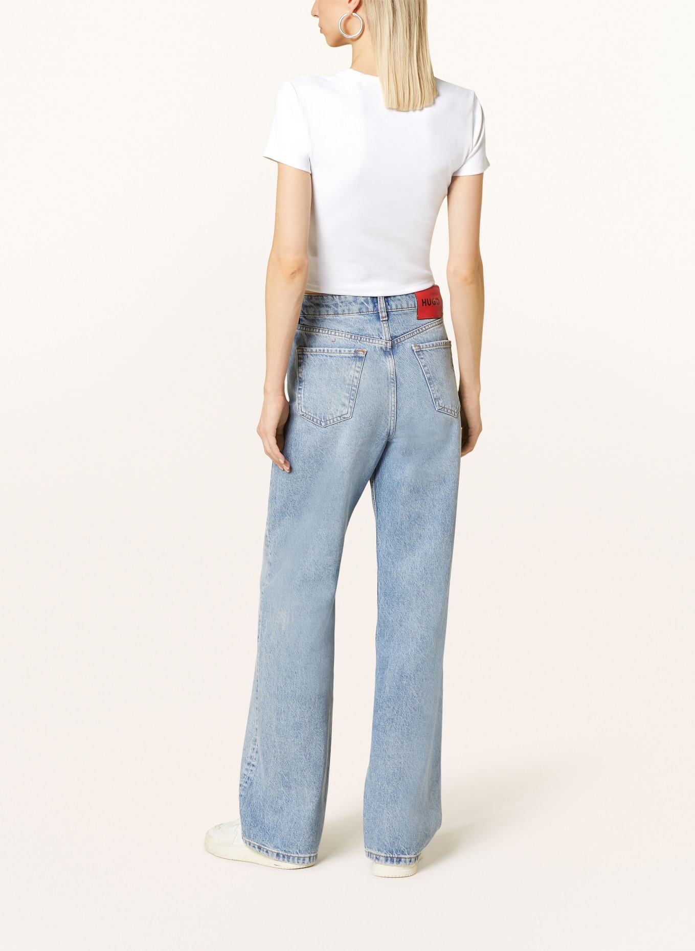 HUGO Cropped-Shirt DELANOR, Farbe: WEISS/ SCHWARZ (Bild 3)