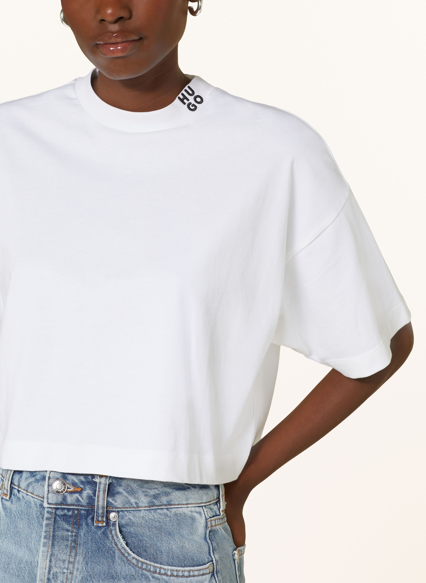 HUGO Cropped shirt DAMELODY, Color: WHITE (Image 4)