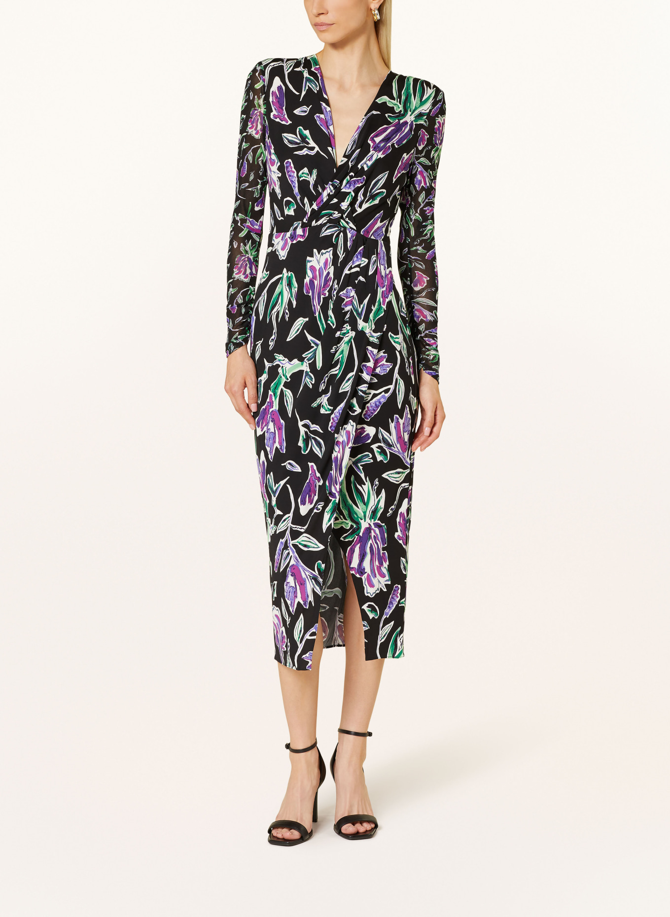 DIANE VON FURSTENBERG Dress VIVIANNE in wrap look: BLACK/ FUCHSIA/ GREEN