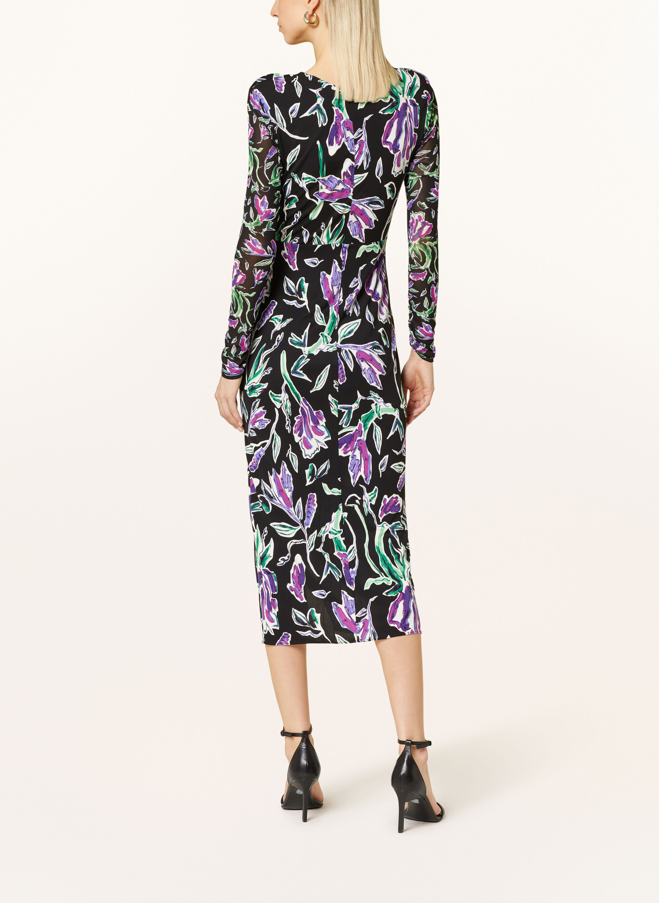 DIANE VON FURSTENBERG Dress VIVIANNE in wrap look: BLACK/ FUCHSIA/ GREEN