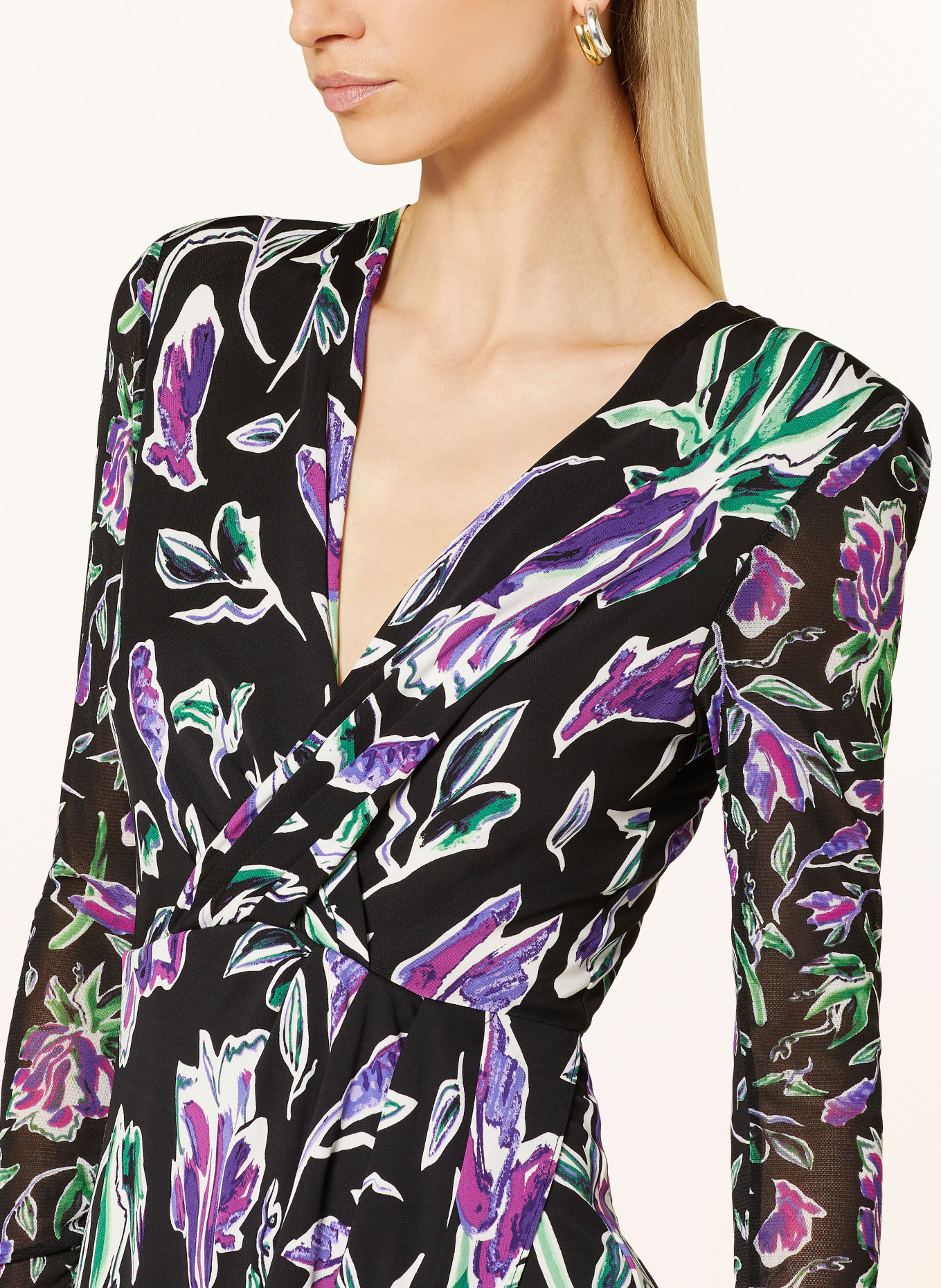 DIANE VON FURSTENBERG Dress VIVIANNE in wrap look: BLACK/ FUCHSIA/ GREEN