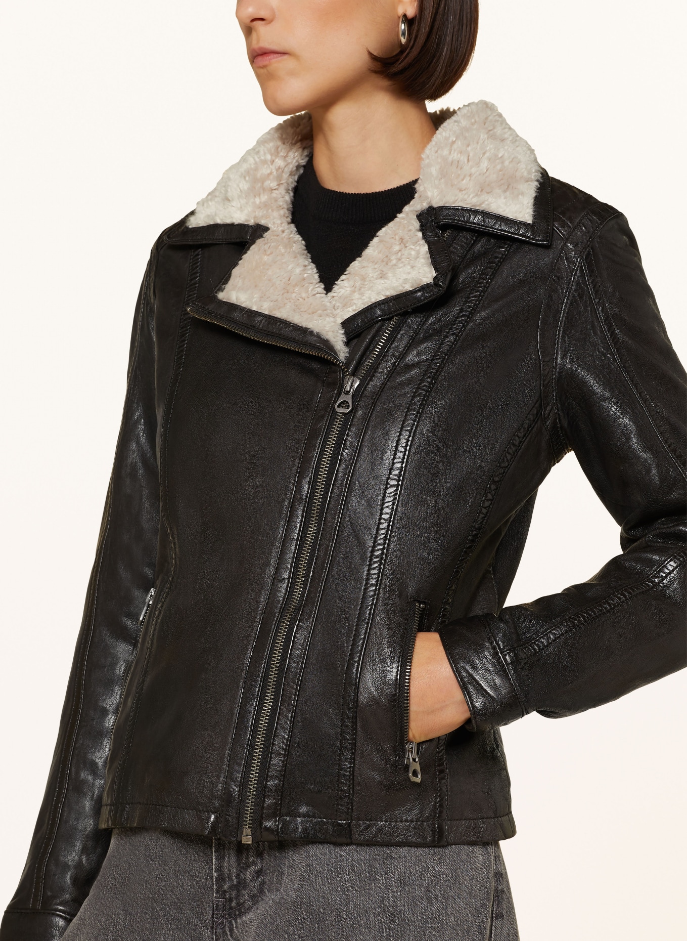Black teddy biker jacket shop