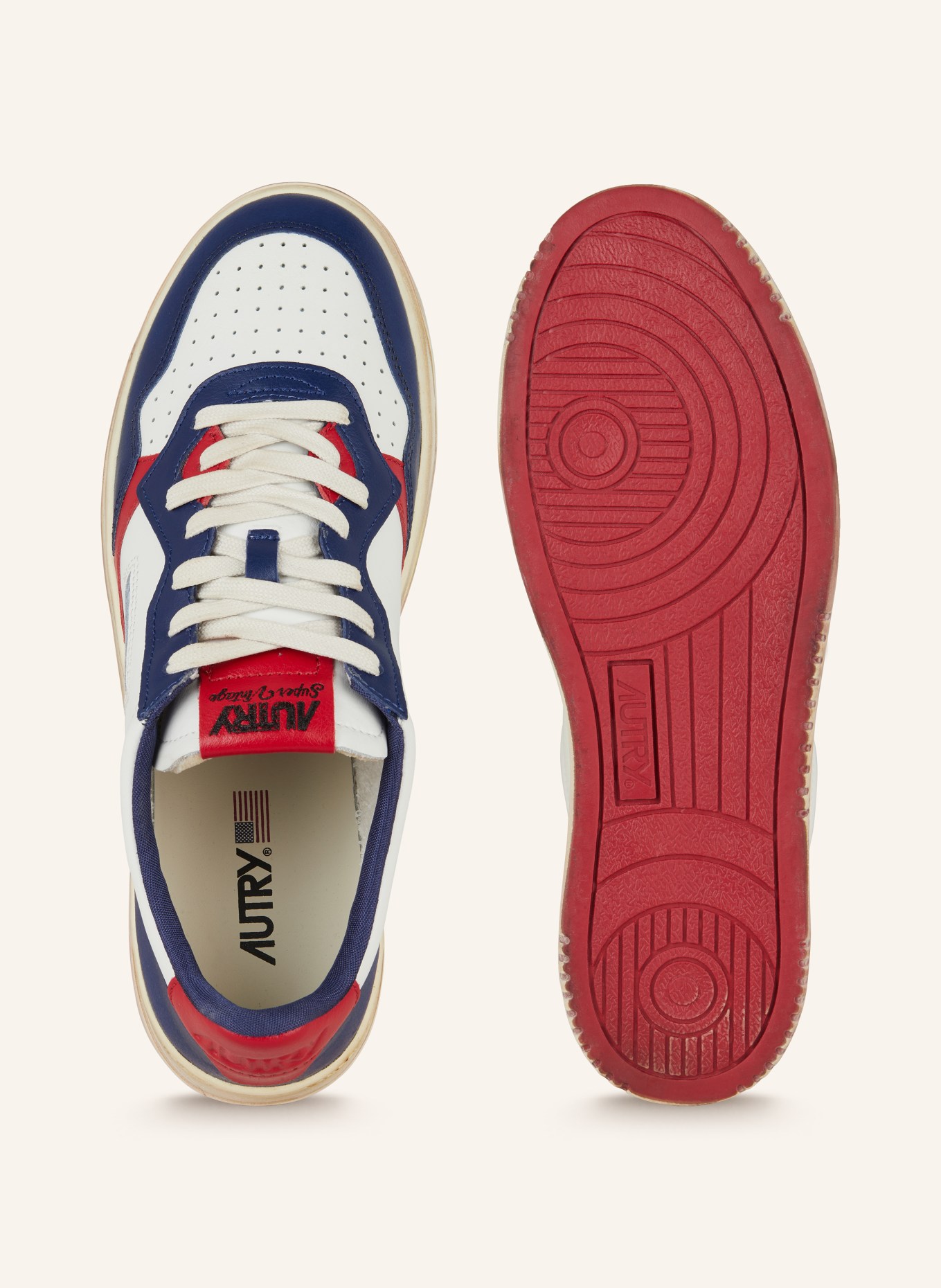 AUTRY Sneaker SUPER VINTAGE BURN: WEISS/ ROT/ BLAU