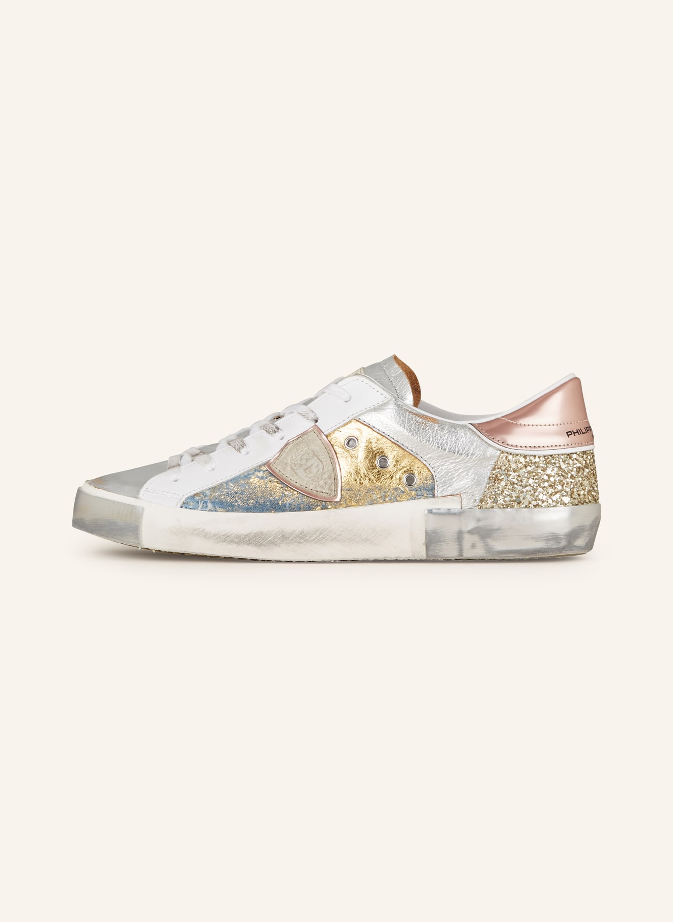 PHILIPPE MODEL Sneaker PRSX mit Pailletten, Farbe: SILBER/ ROSÉGOLD/ GOLD (Bild 4)