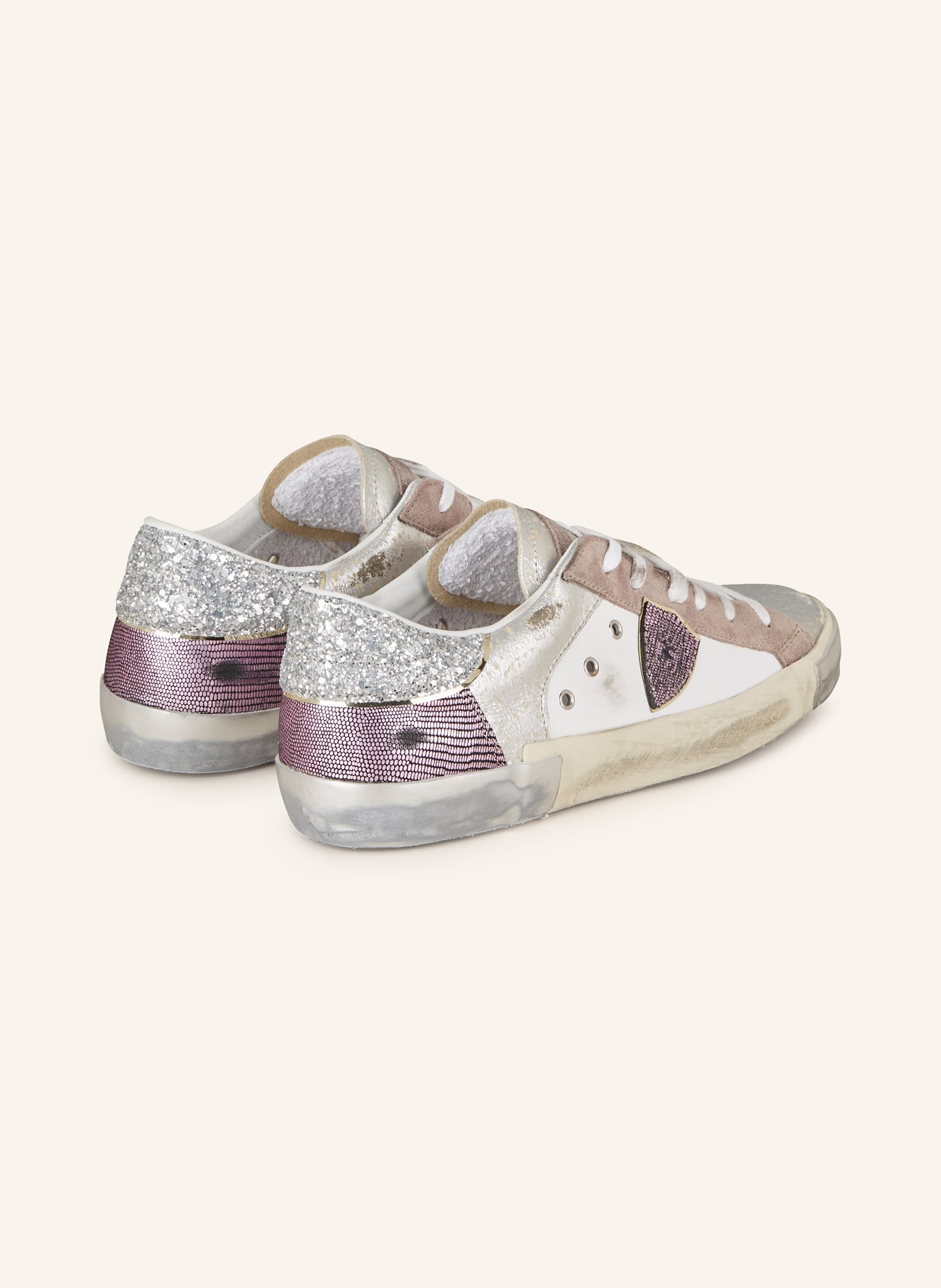 PHILIPPE MODEL Sneaker PRSX mit Pailletten, Farbe: SILBER/ ROSÉ/ WEISS (Bild 2)