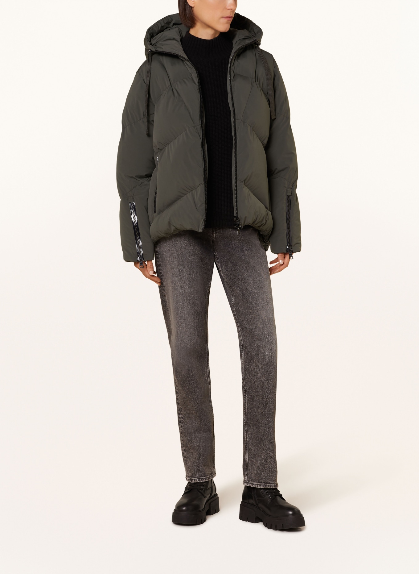 No.1 Como Steppjacke: KHAKI / SCHWARZ