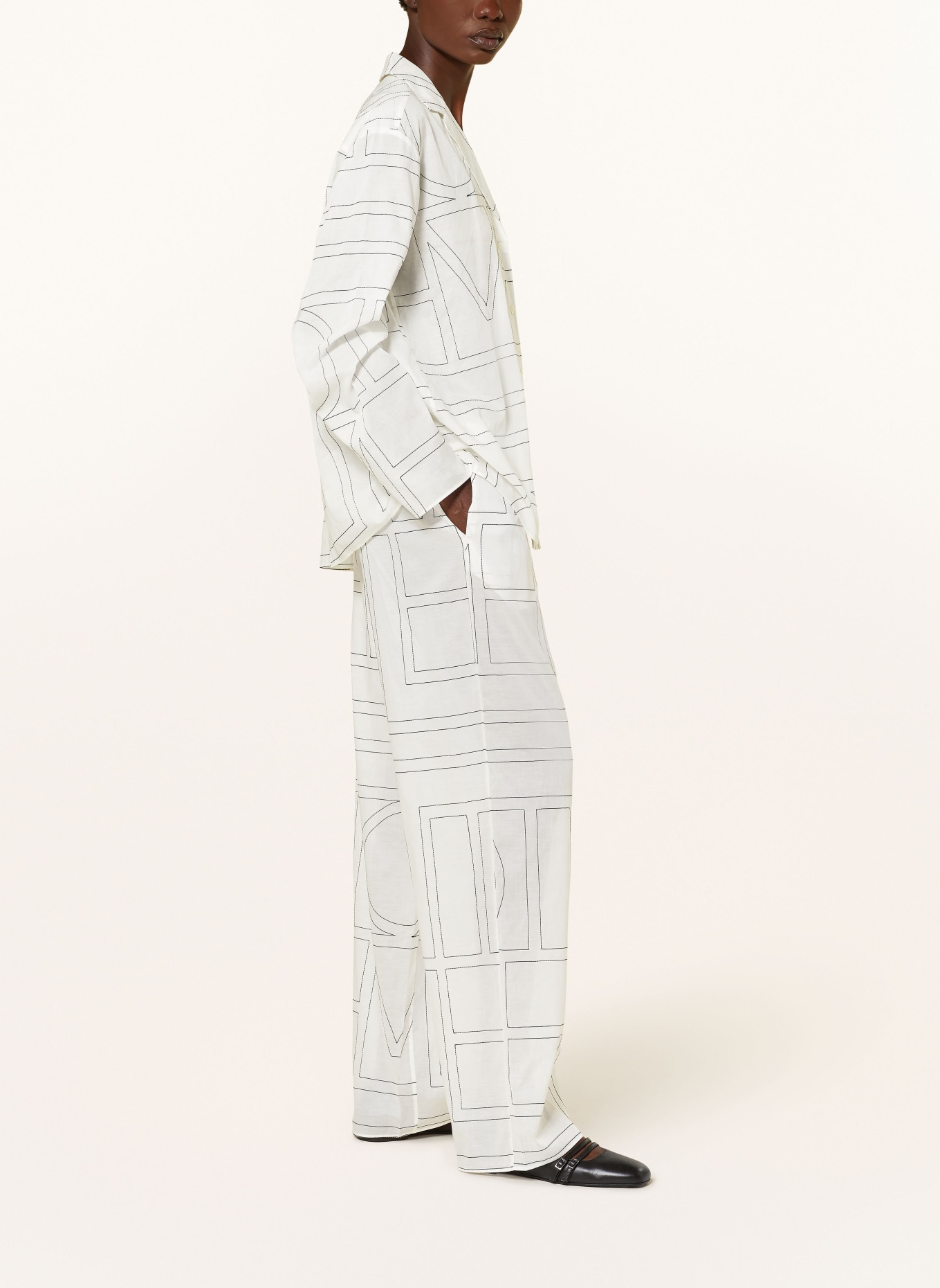 TOTEME Kalhoty: BÍLÁ / ČERNÁ