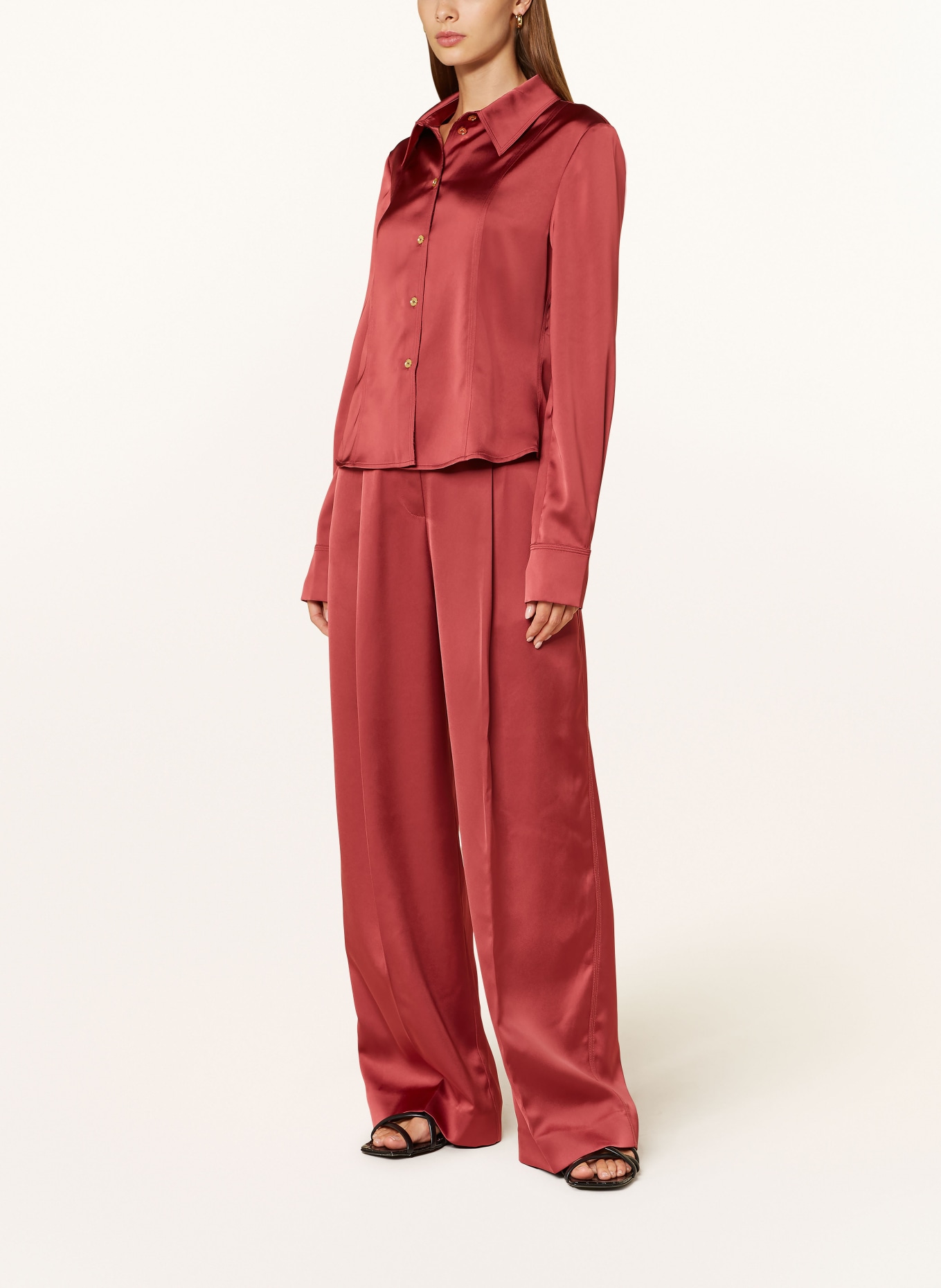 STINE GOYA Satin shirt blouse, Color: LIGHT RED (Image 2)