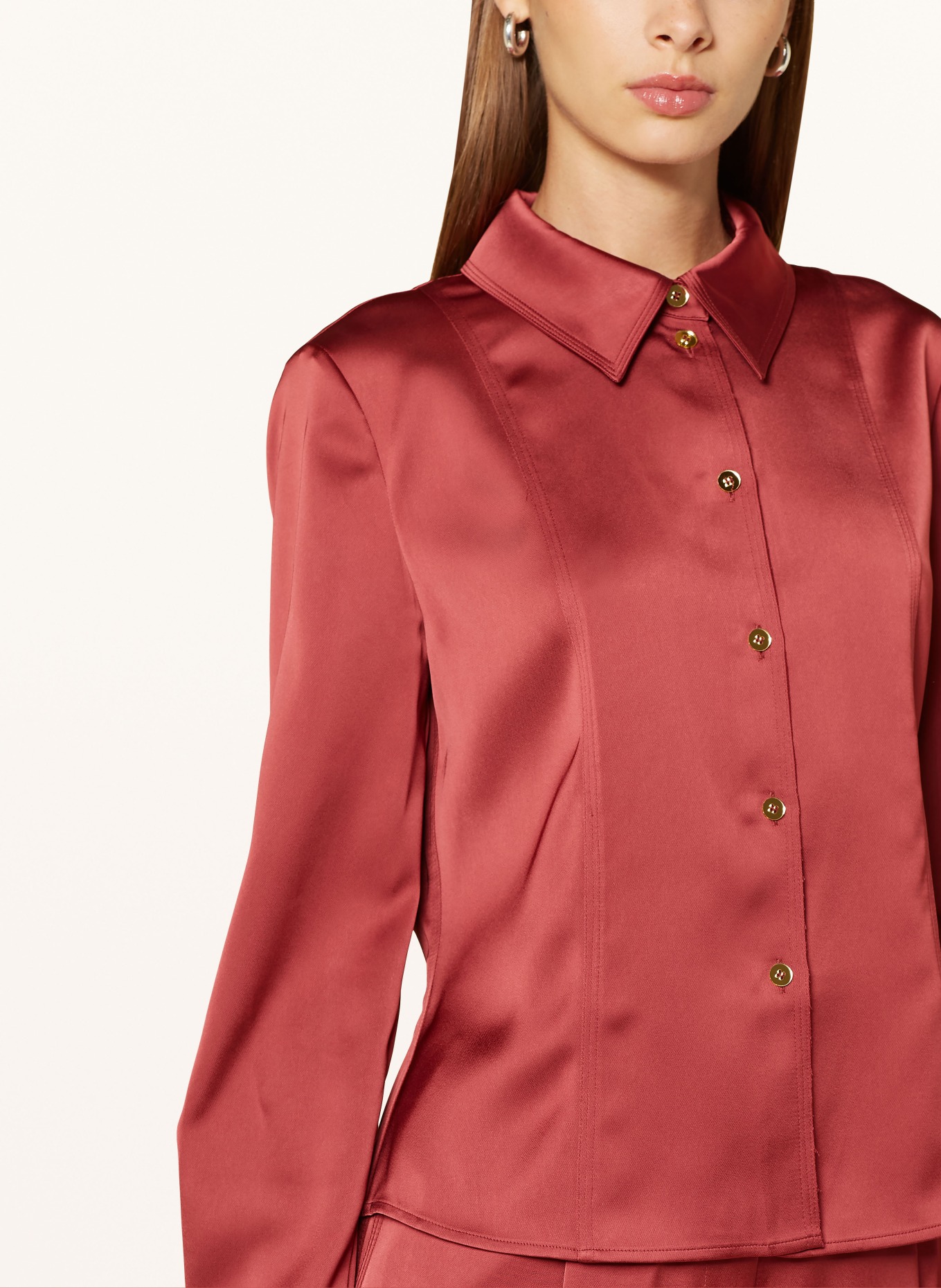 STINE GOYA Satin shirt blouse, Color: LIGHT RED (Image 4)