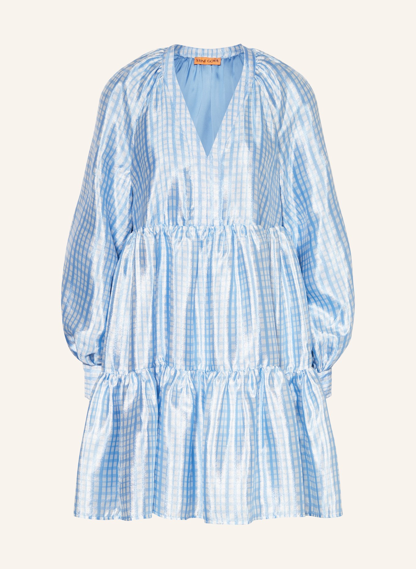 STINE GOYA Kleid JASMIN: HELLBLAU/ WEISS