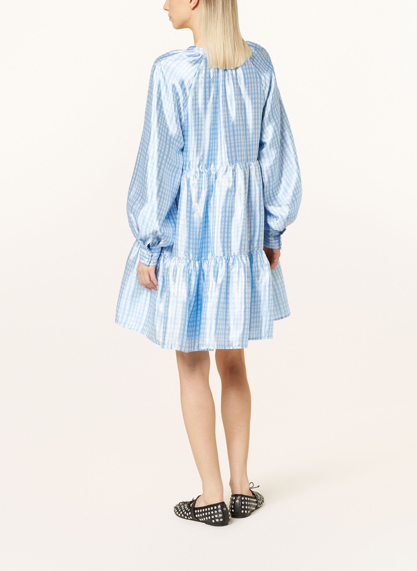 STINE GOYA Kleid JASMIN: HELLBLAU/ WEISS