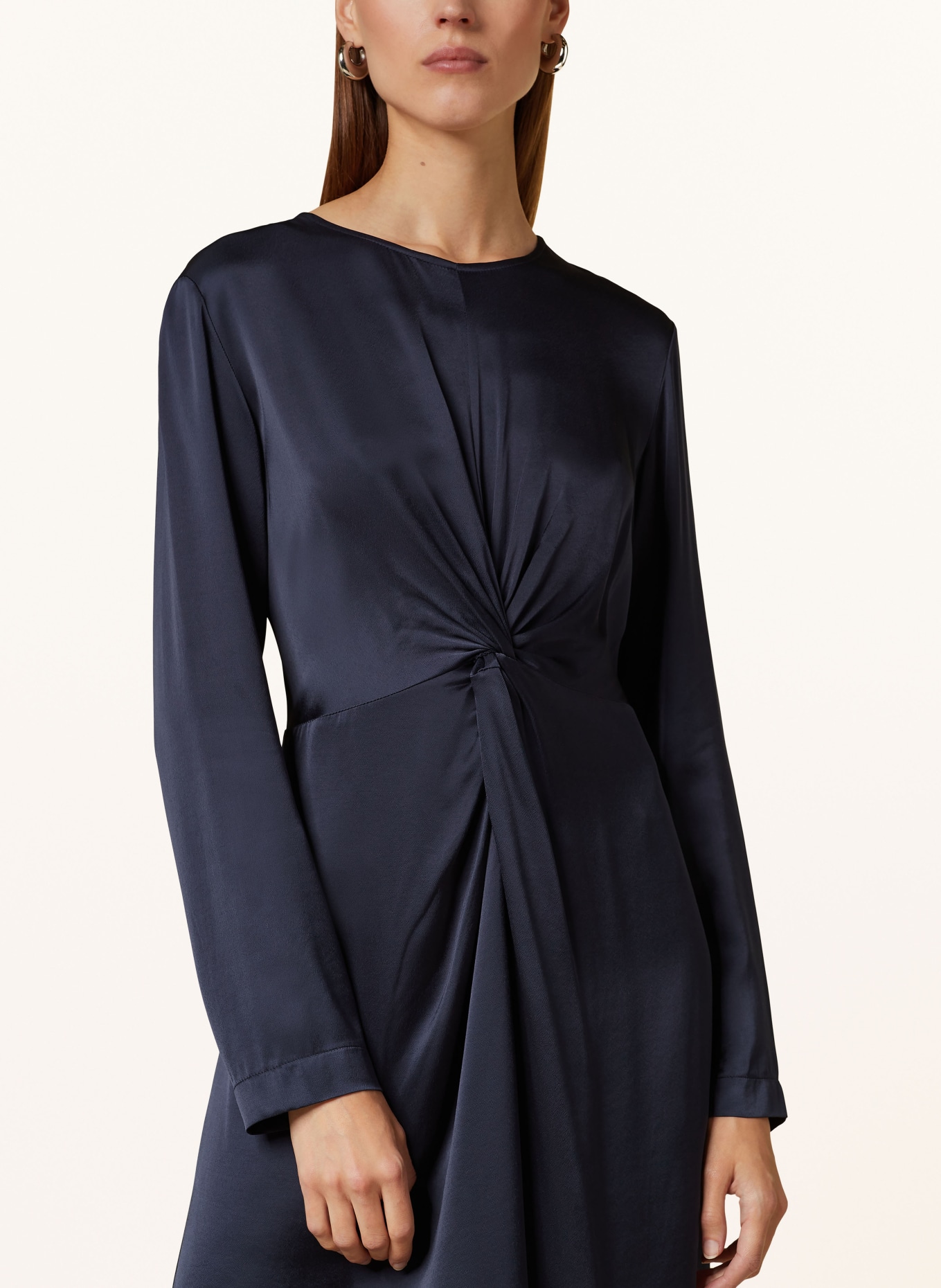 ottod ame Satin dress in wrap look in dark blue