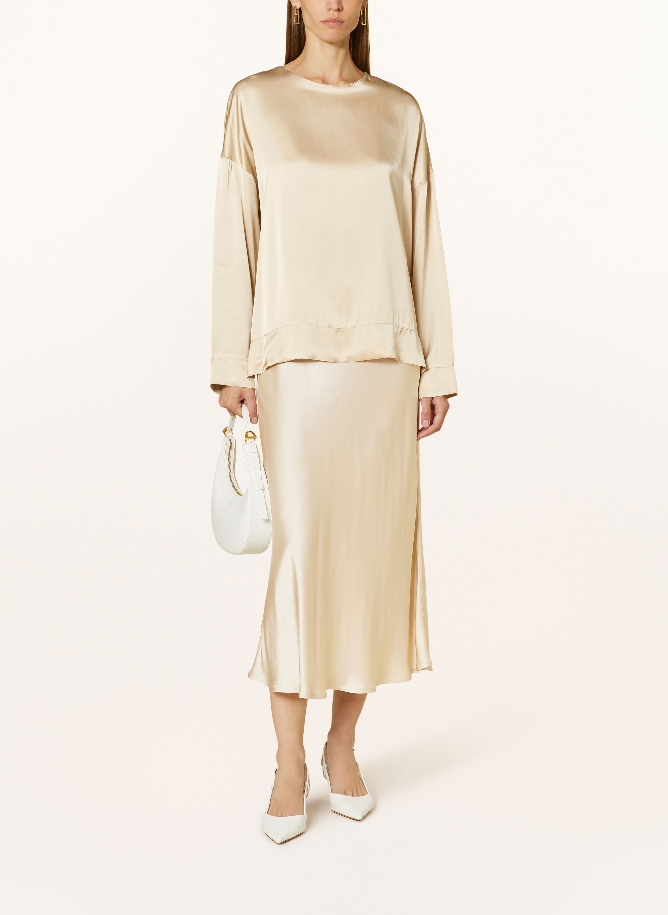 ottod'ame Shirt blouse in satin, Color: ECRU (Image 2)