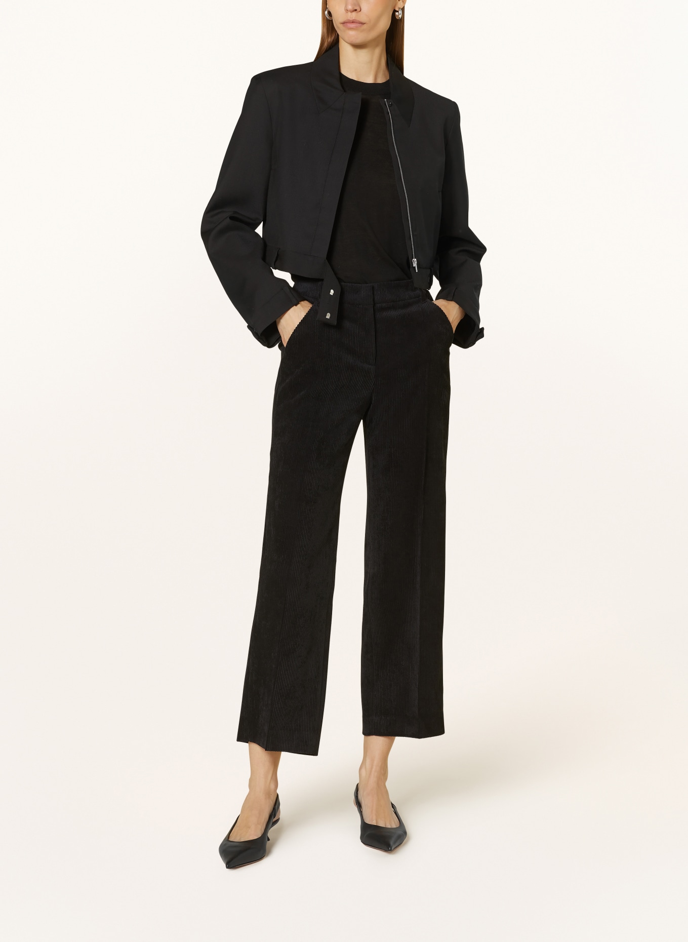 LUISA CERANO Corduroy culottes, Color: BLACK (Image 2)