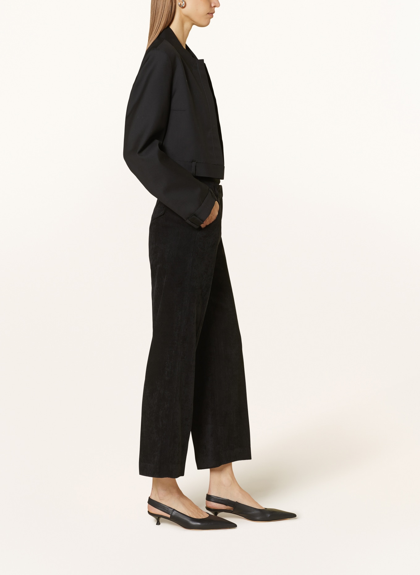 LUISA CERANO Corduroy culottes, Color: BLACK (Image 4)