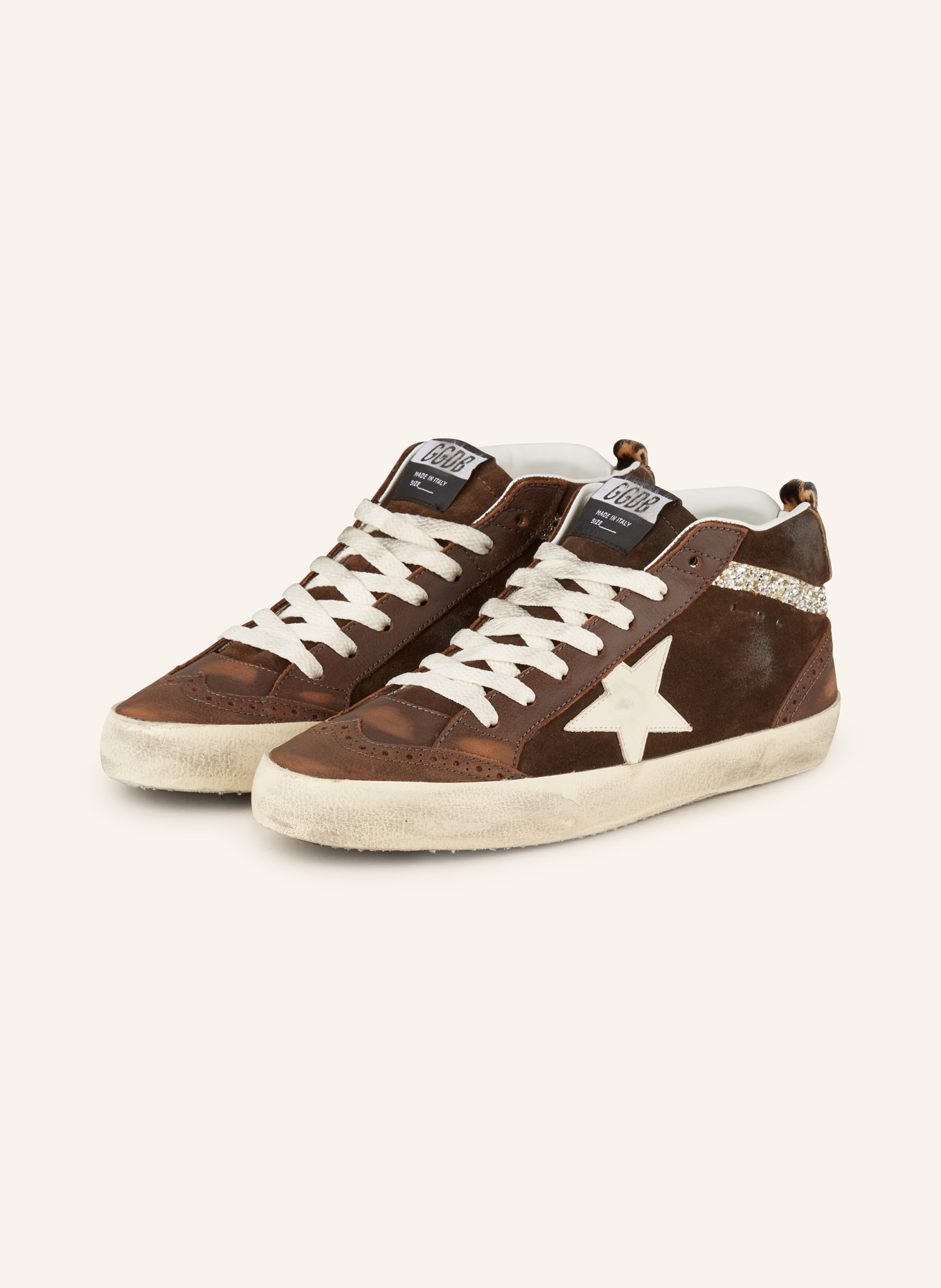 GOLDEN GOOSE High top sneakers MID STAR in dark brown white
