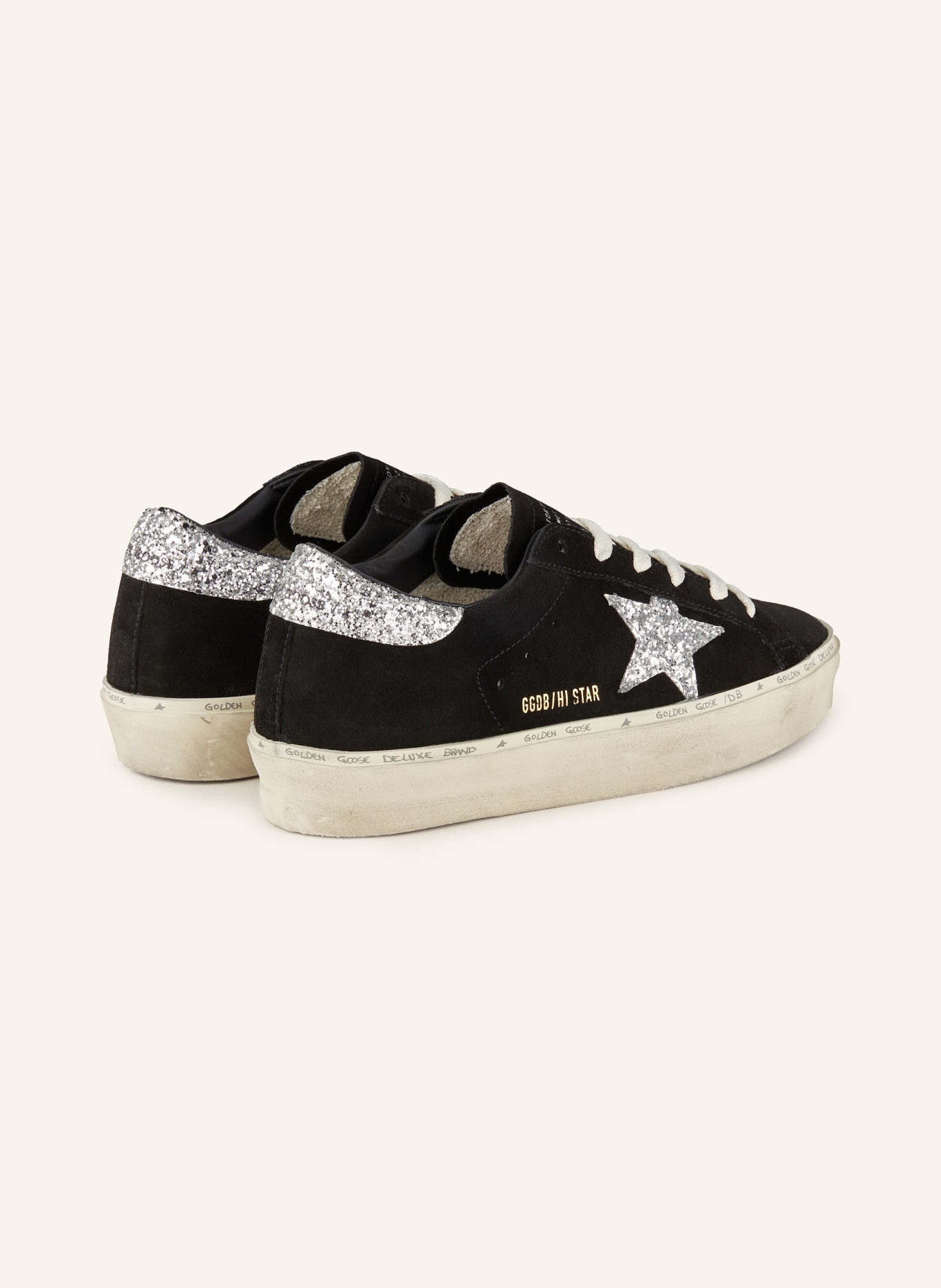 Black glitter golden goose sneakers discount