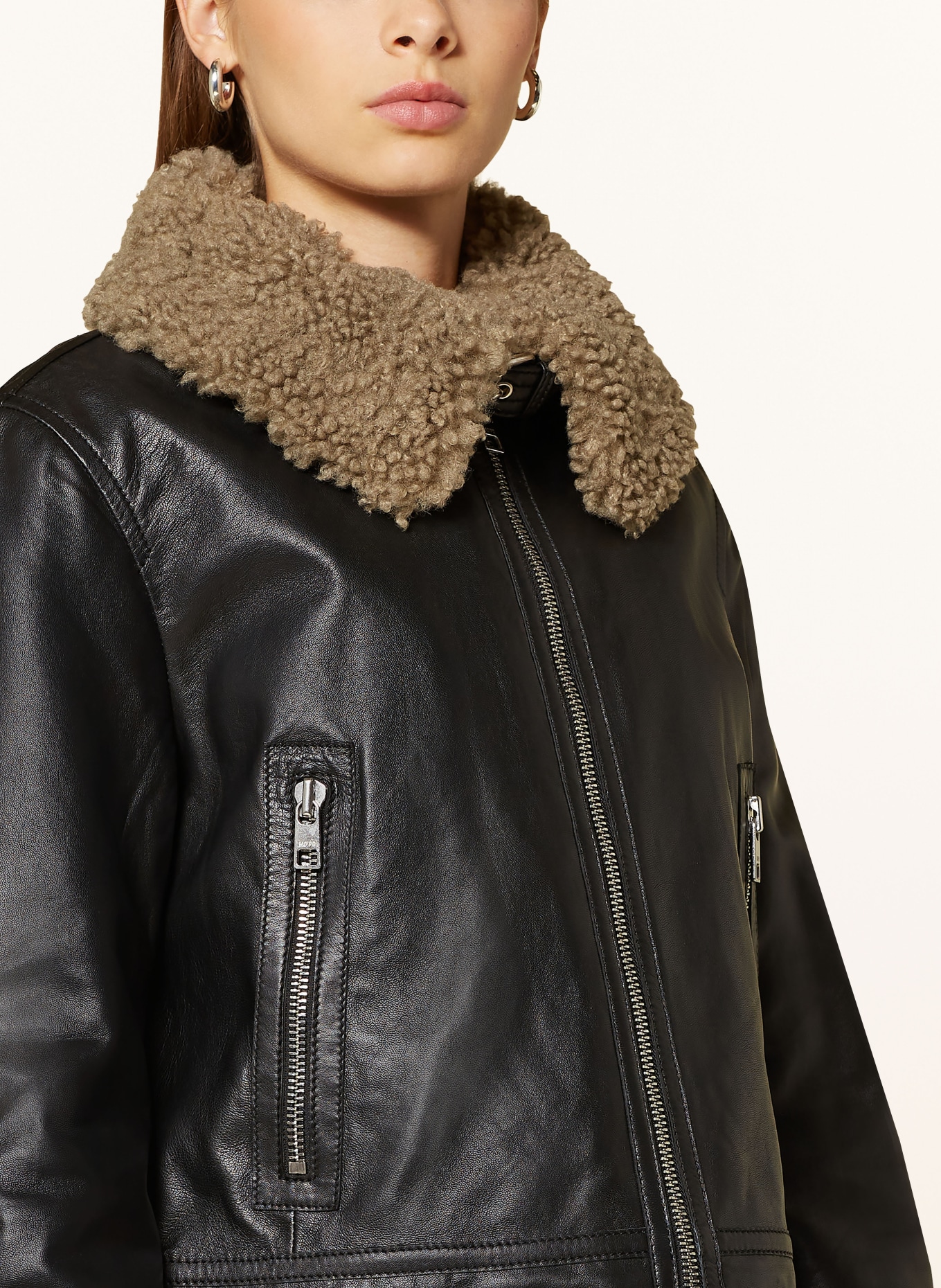 Shearling Lederjacke Mit Schaffell Damen Lederjacken Mit Fell