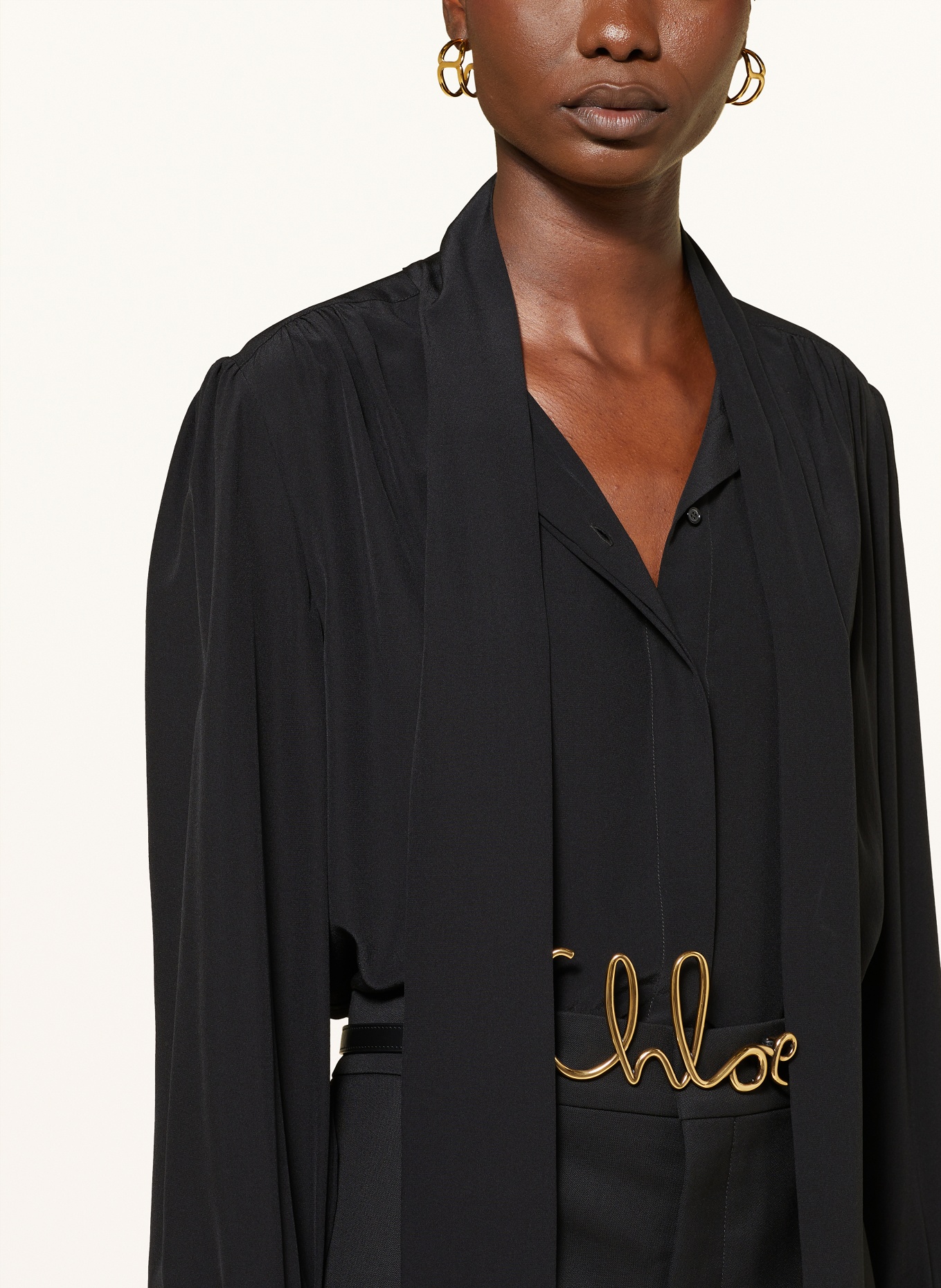 Schluppenbluse schwarz seide Clearance