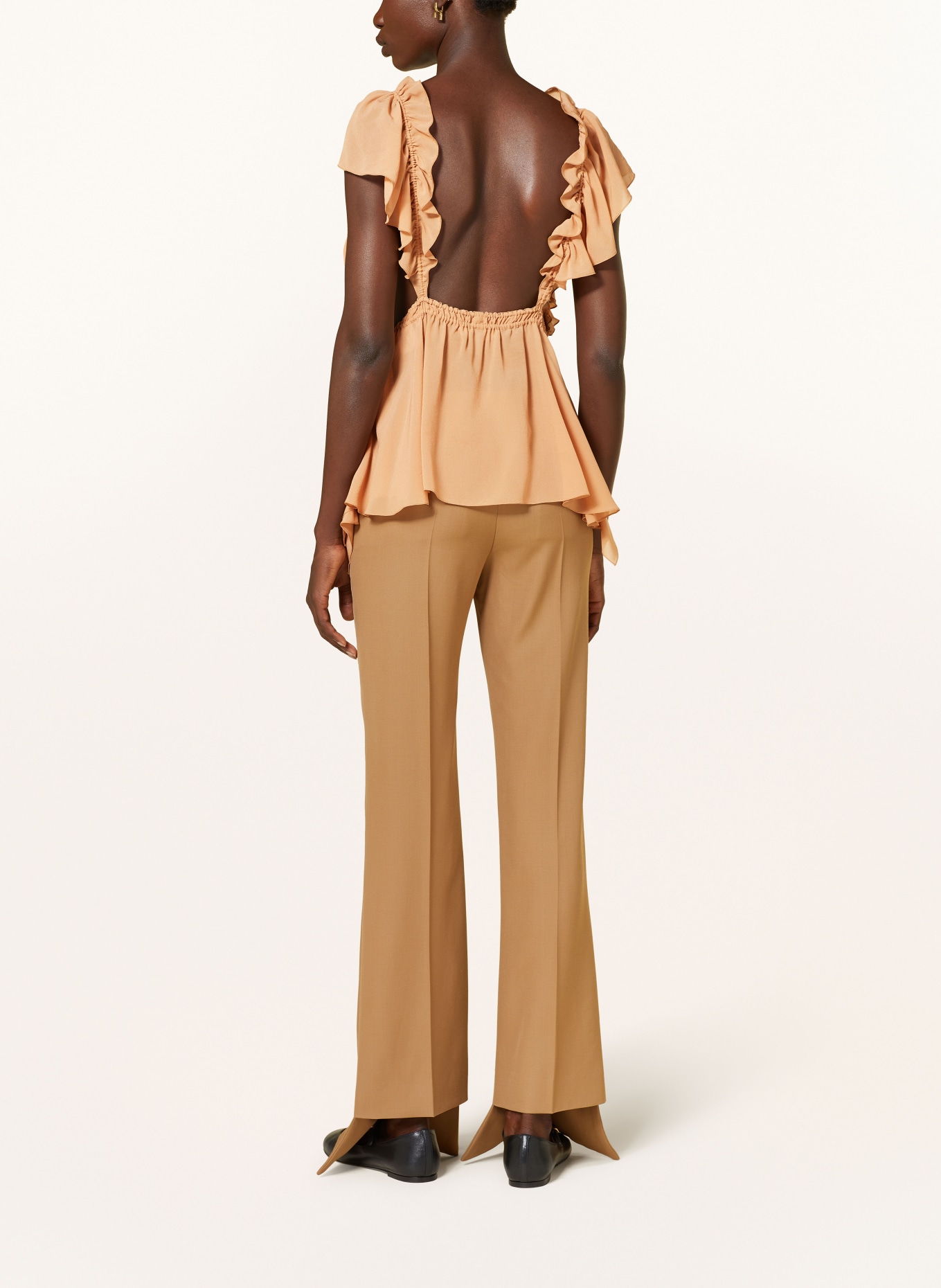 Chloé Silk top with frills, Color: LIGHT ORANGE (Image 3)