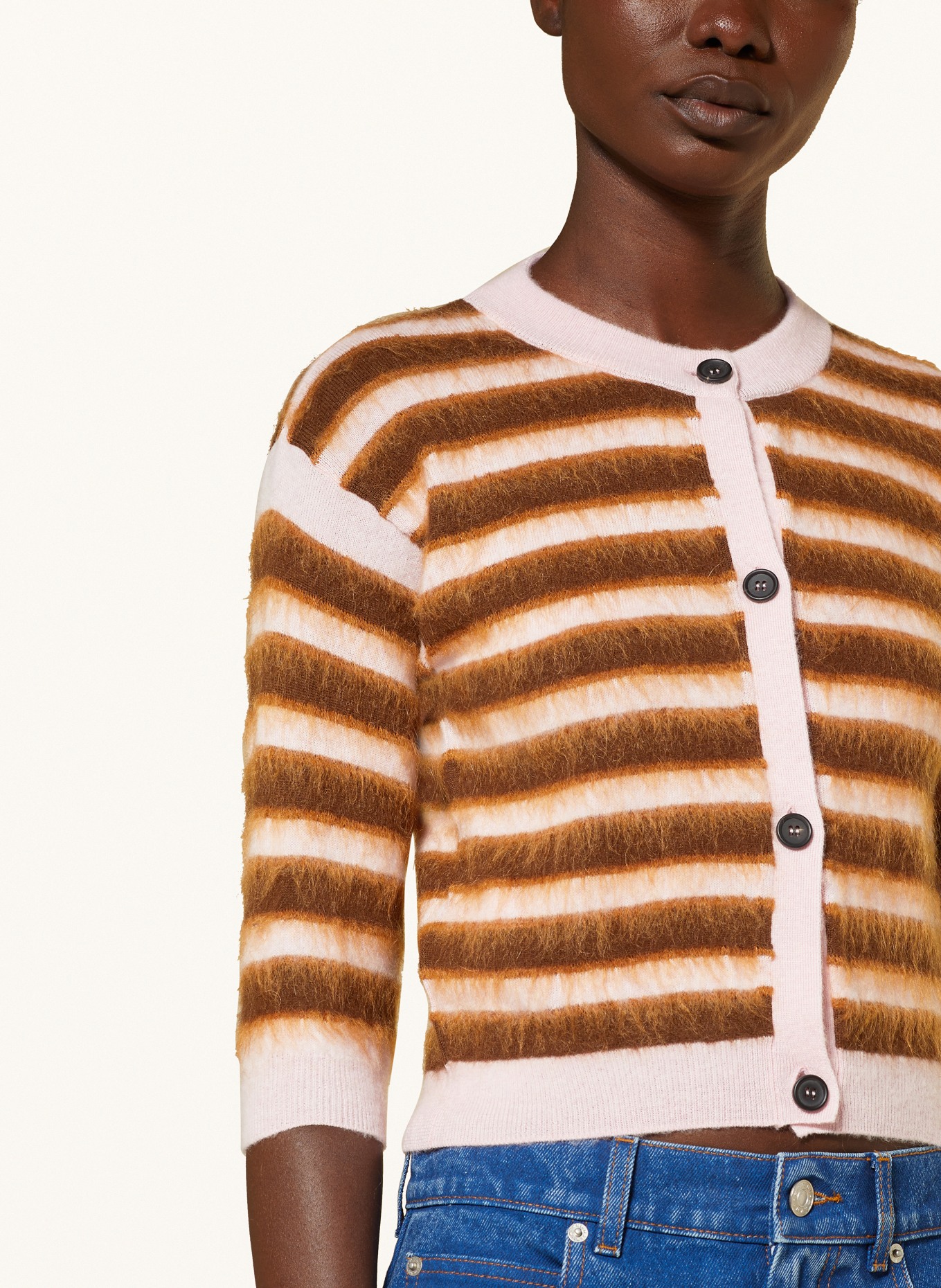 MARNI Strickjacke mit 3/4-Arm: HELLROSA/ BRAUN