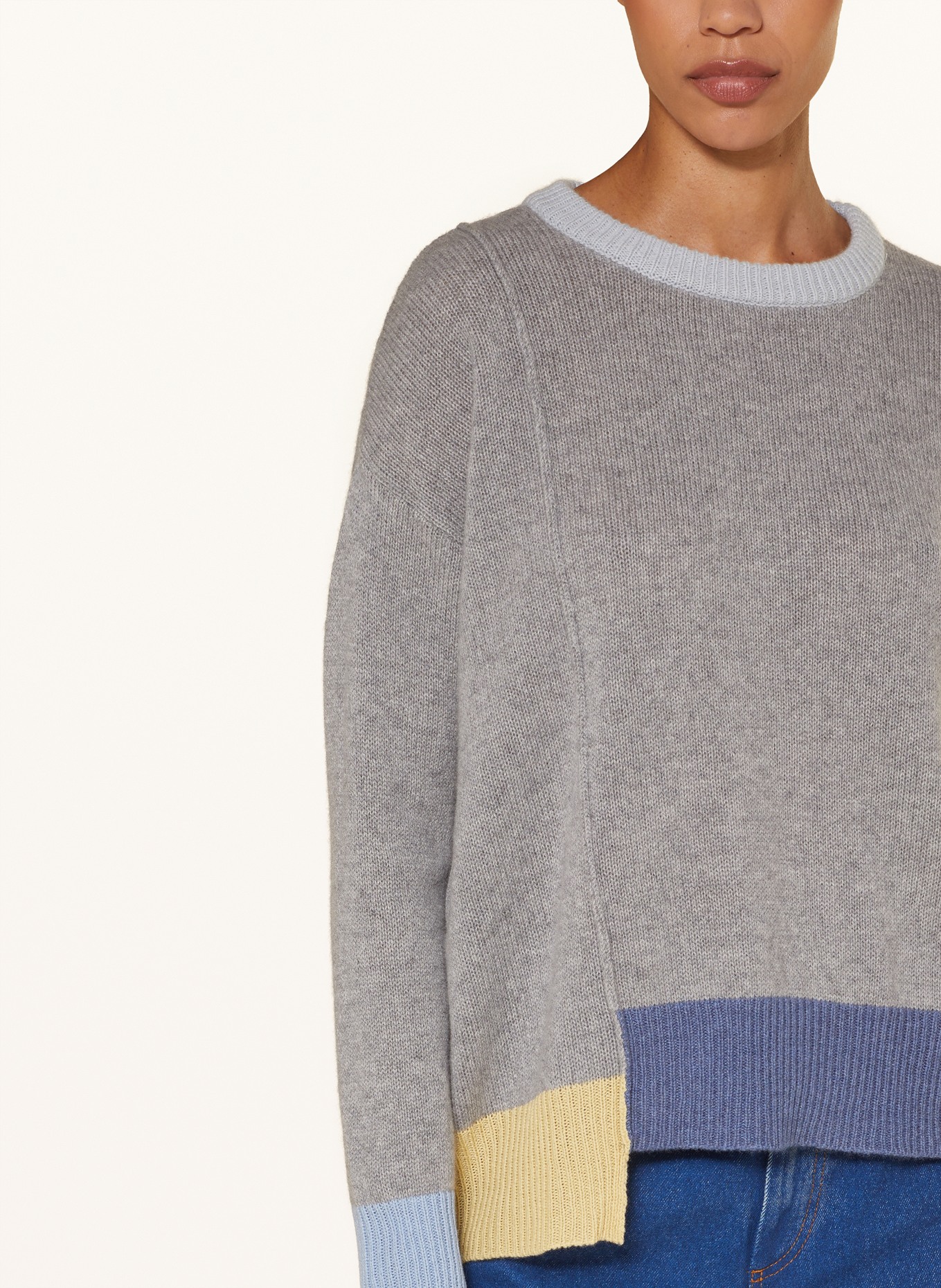 MARNI Cashmere-Pullover: GRAU / BLAU