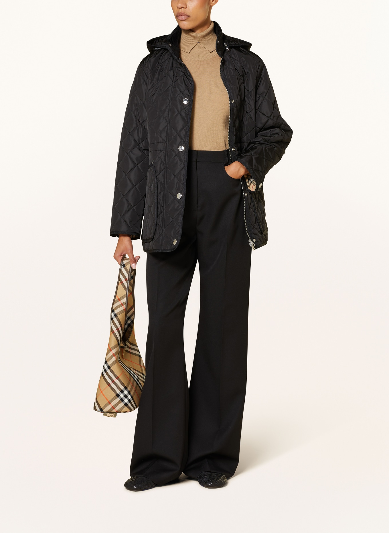 Black burberry quilted jacket deals