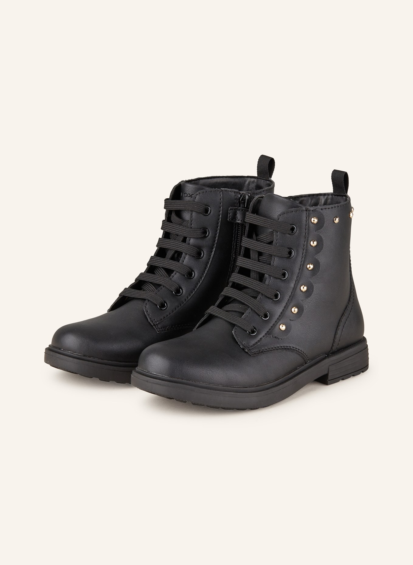 GEOX Botki sznurowane ECLAIR z ozdobnymi kamykami: CZARNY