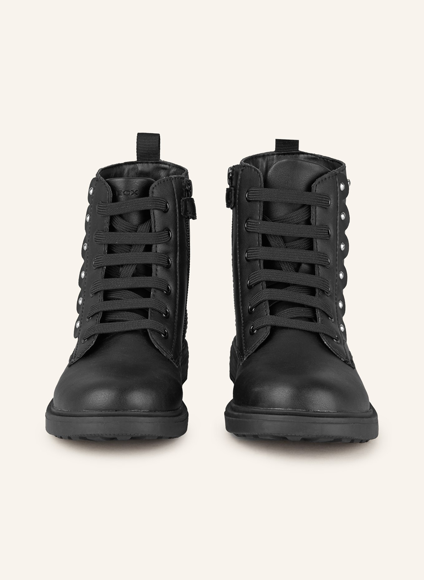 GEOX Botki sznurowane ECLAIR z ozdobnymi kamykami: CZARNY